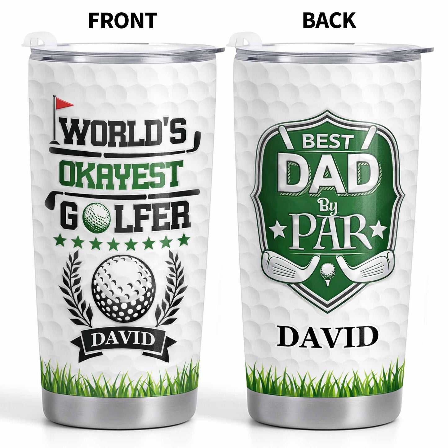World's Okayest Golfer Best Dad By Par With Golf Ball And Clubs - Personalized Custom Stainless Steel Tumbler 20oz 30oz - DAD301_TB