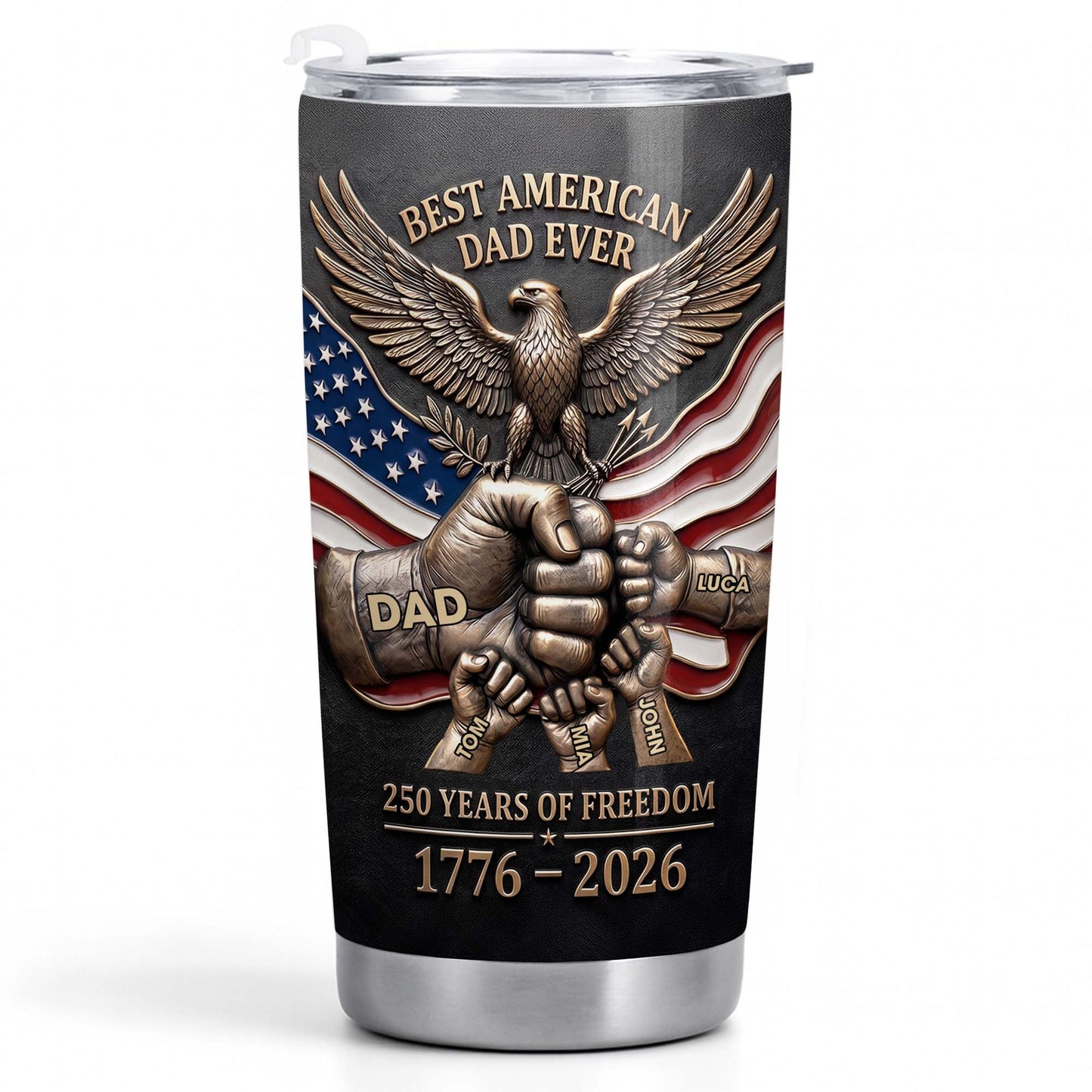 Best American Dad Ever Years Of Freedom Eagle And Fist Bump - Personalized Custom Stainless Steel Tumbler 20oz 30oz - DAD402_TB