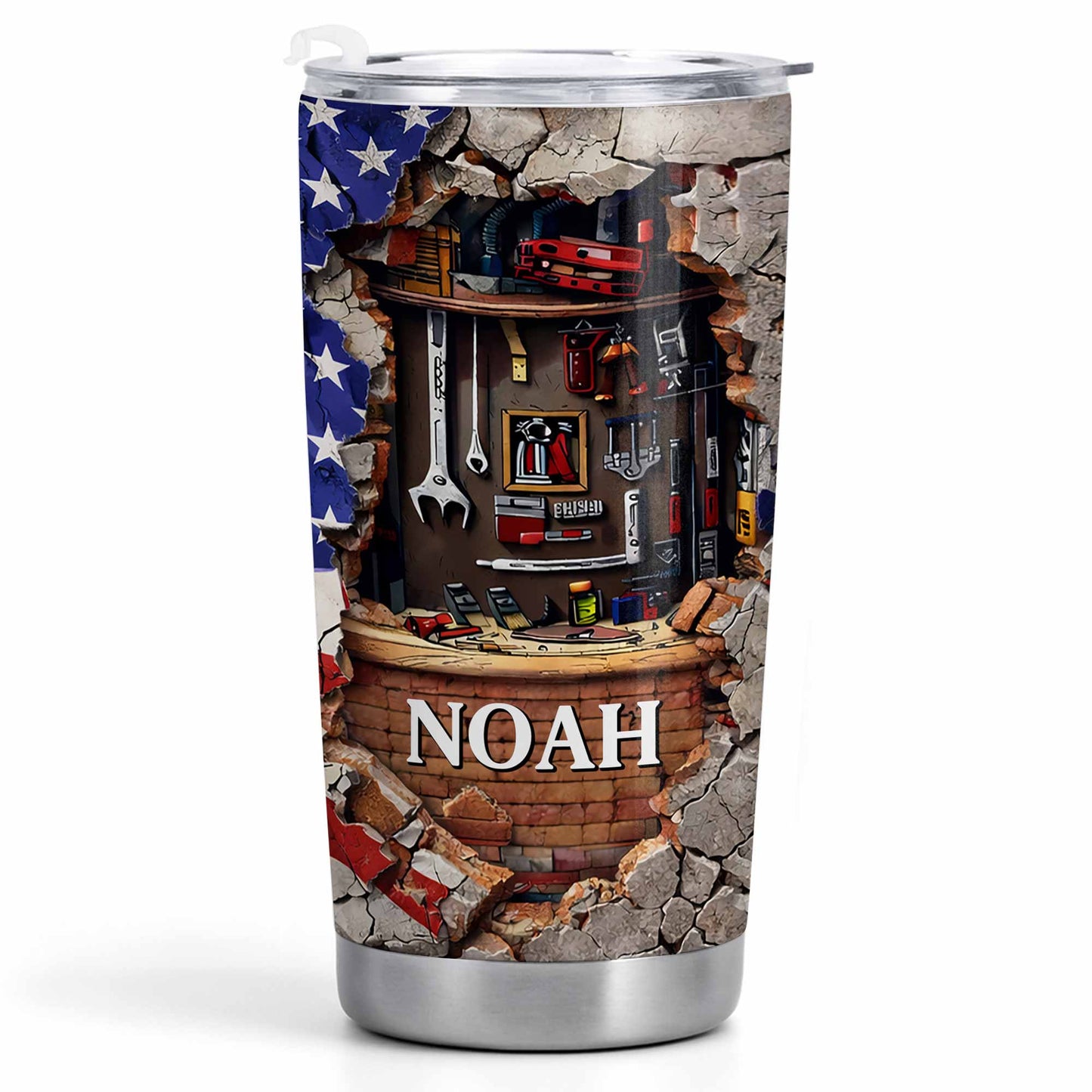 Hardworking Mechanic Spirit Tools And American Flag Design - Personalized Custom Stainless Steel Tumbler 20oz 30oz - JBS157_TB