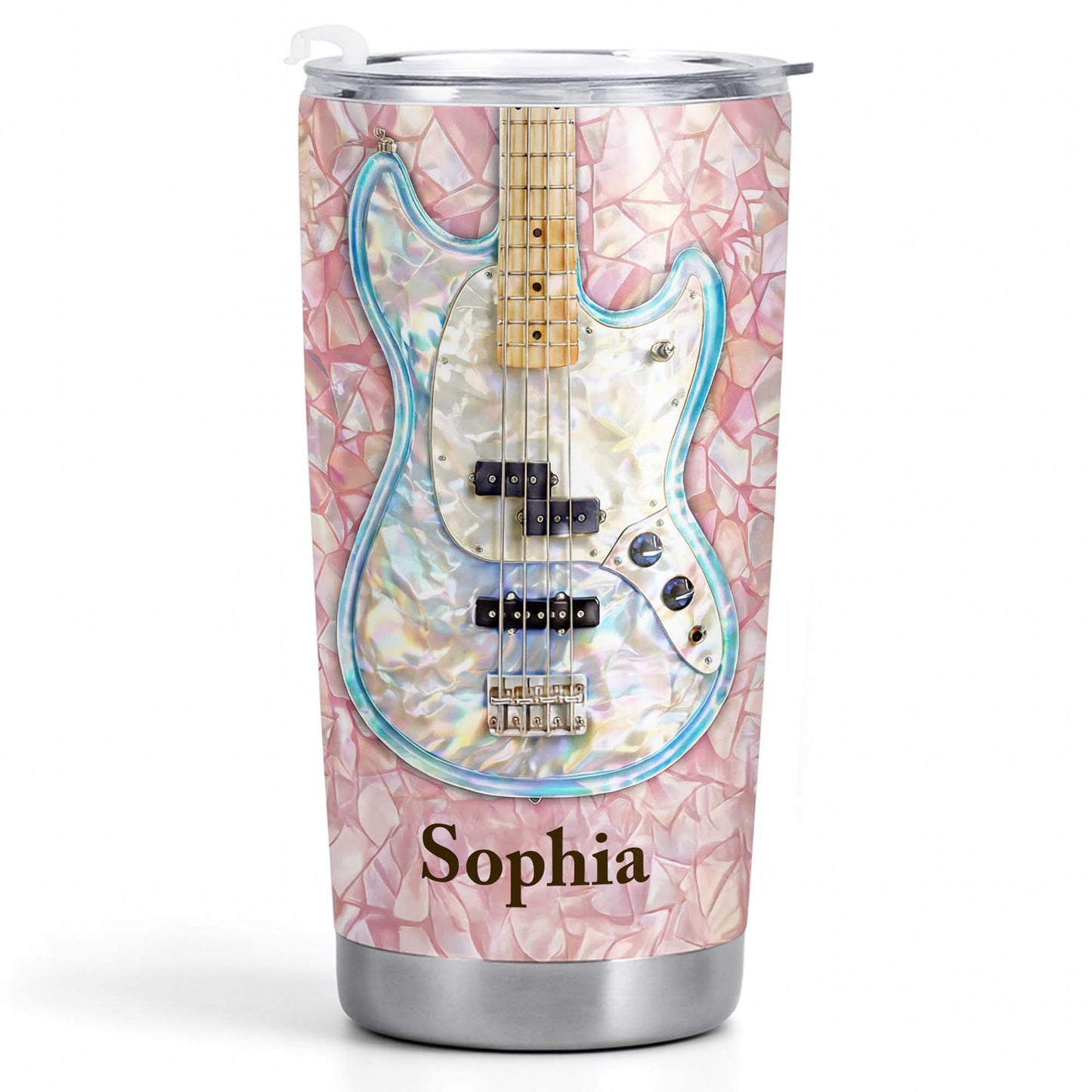 A Melody Of Style And Passion Mosaic Bass Guitar - Personalized Custom Stainless Steel Tumbler 20oz 30oz - MUSIC082_TB