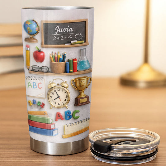 ABC School Supplies And Chalkboard Custom Teacher Gift - Personalized Custom Stainless Steel Tumbler 20oz 30oz - TEACH071_TB