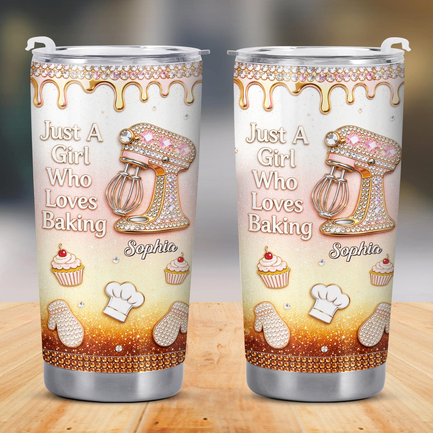 Just A Girl Who Loves Baking With Stand Mixer And Cupcake - Personalized Custom Stainless Steel Tumbler 20oz 30oz - BAKE033_TB