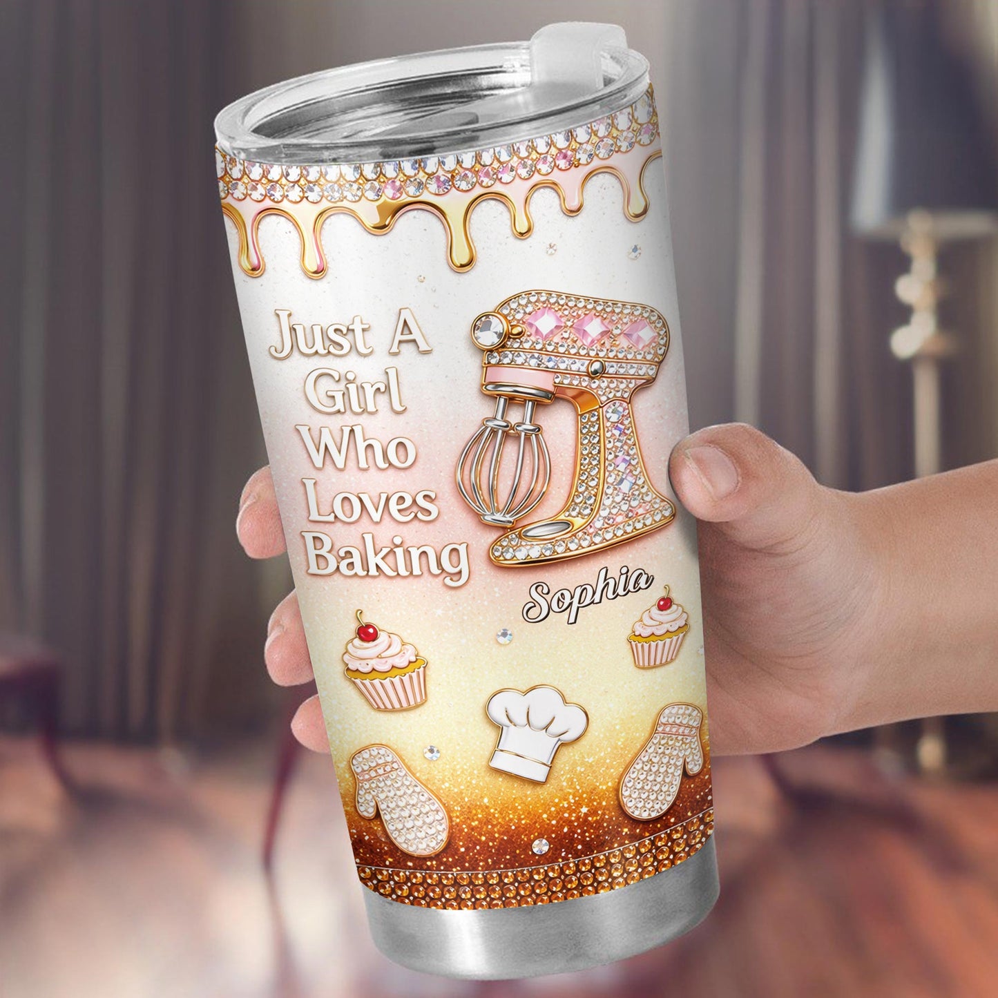 Just A Girl Who Loves Baking With Stand Mixer And Cupcake - Personalized Custom Stainless Steel Tumbler 20oz 30oz - BAKE033_TB