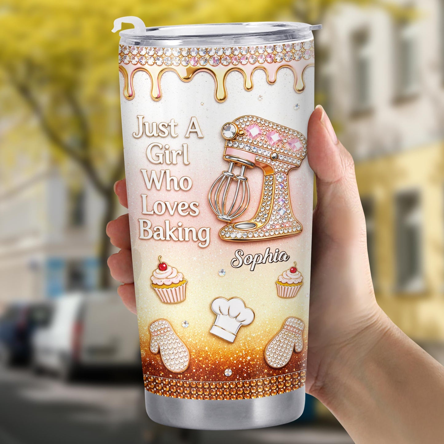 Just A Girl Who Loves Baking With Stand Mixer And Cupcake - Personalized Custom Stainless Steel Tumbler 20oz 30oz - BAKE033_TB