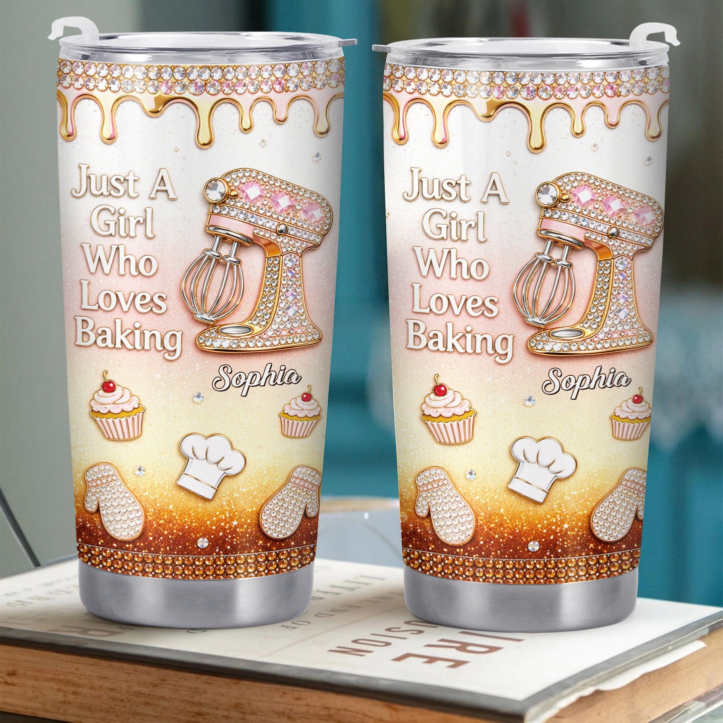 Just A Girl Who Loves Baking With Stand Mixer And Cupcake - Personalized Custom Stainless Steel Tumbler 20oz 30oz - BAKE033_TB