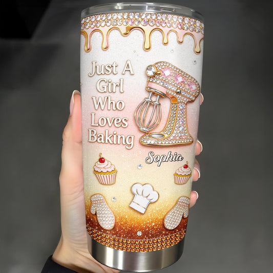 Just A Girl Who Loves Baking With Stand Mixer And Cupcake - Personalized Custom Stainless Steel Tumbler 20oz 30oz - BAKE033_TB