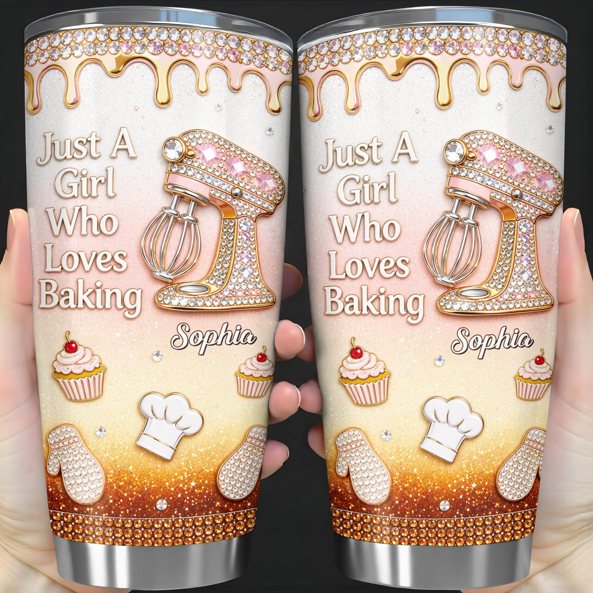 Just A Girl Who Loves Baking With Stand Mixer And Cupcake - Personalized Custom Stainless Steel Tumbler 20oz 30oz - BAKE033_TB