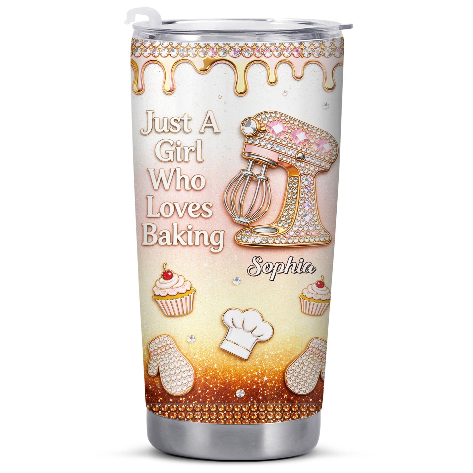 Just A Girl Who Loves Baking With Stand Mixer And Cupcake - Personalized Custom Stainless Steel Tumbler 20oz 30oz - BAKE033_TB