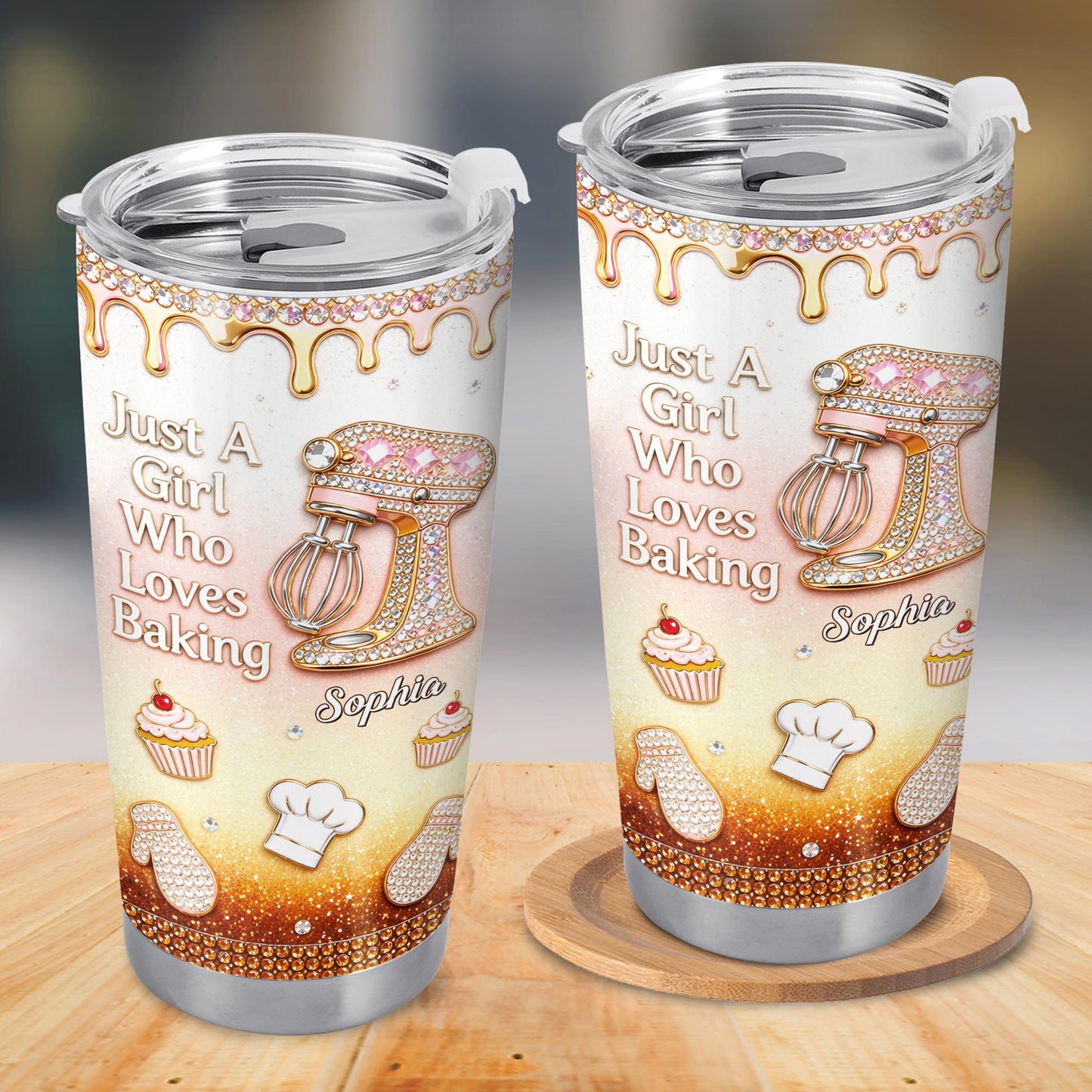 Just A Girl Who Loves Baking With Stand Mixer And Cupcake - Personalized Custom Stainless Steel Tumbler 20oz 30oz - BAKE033_TB