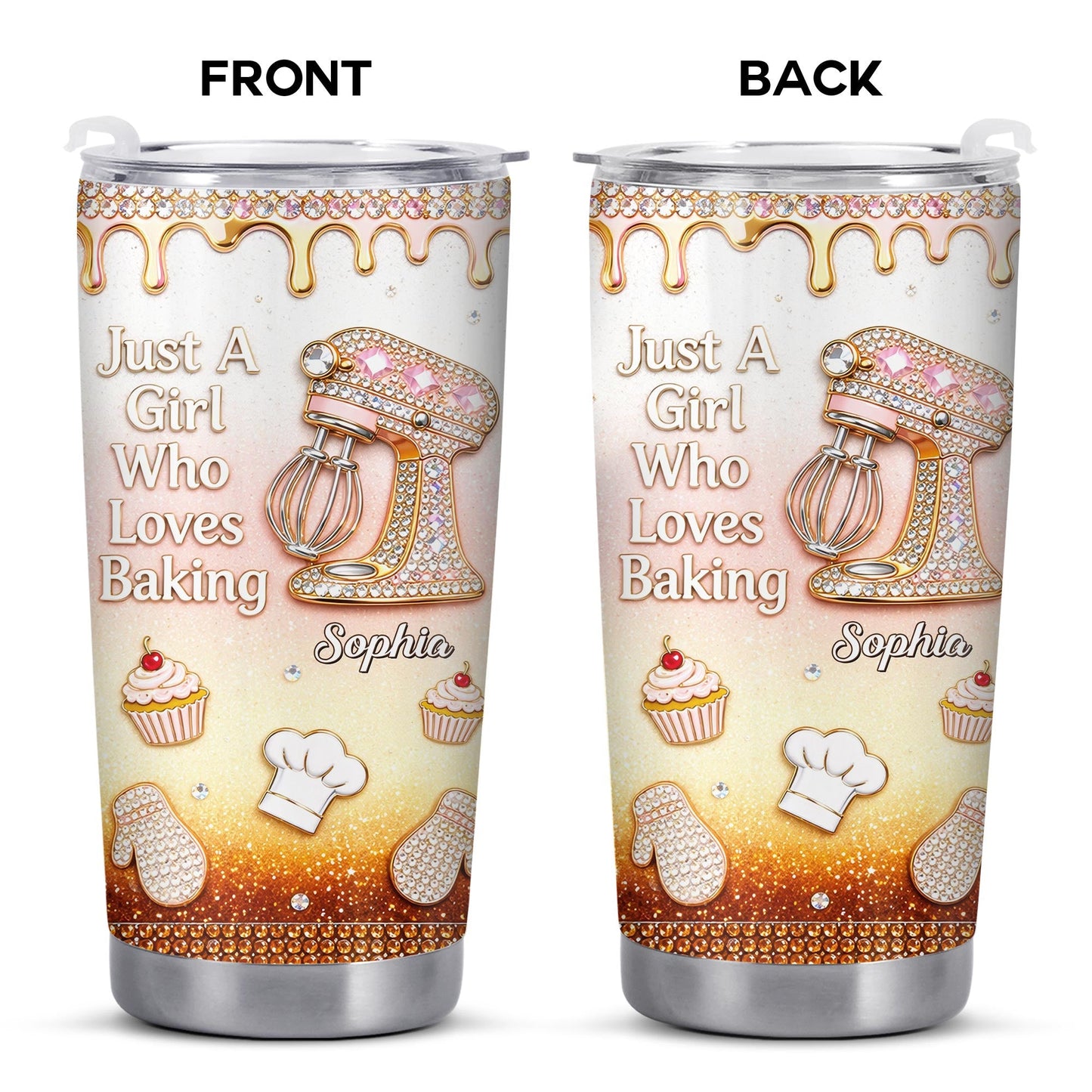 Just A Girl Who Loves Baking With Stand Mixer And Cupcake - Personalized Custom Stainless Steel Tumbler 20oz 30oz - BAKE033_TB