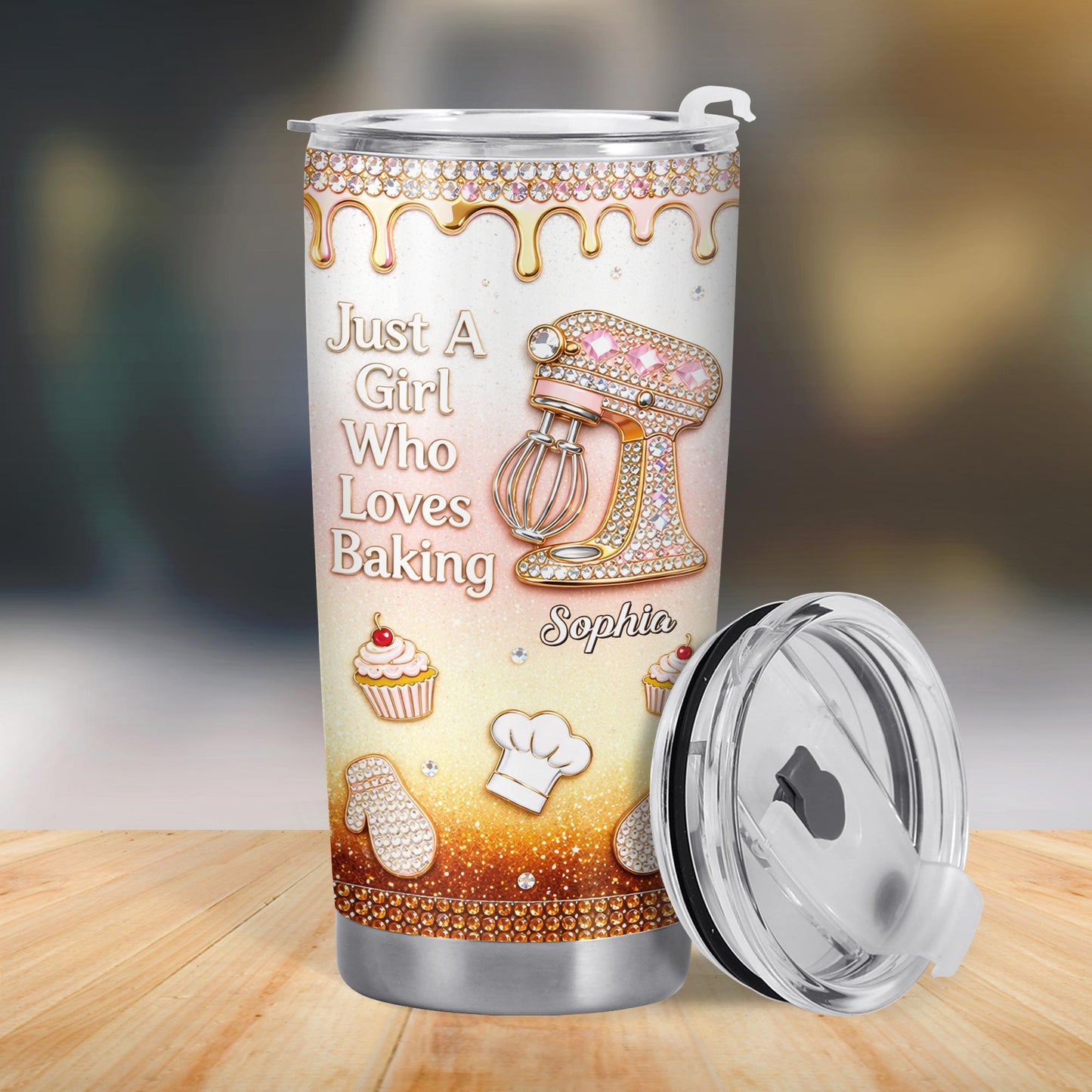 Just A Girl Who Loves Baking With Stand Mixer And Cupcake - Personalized Custom Stainless Steel Tumbler 20oz 30oz - BAKE033_TB