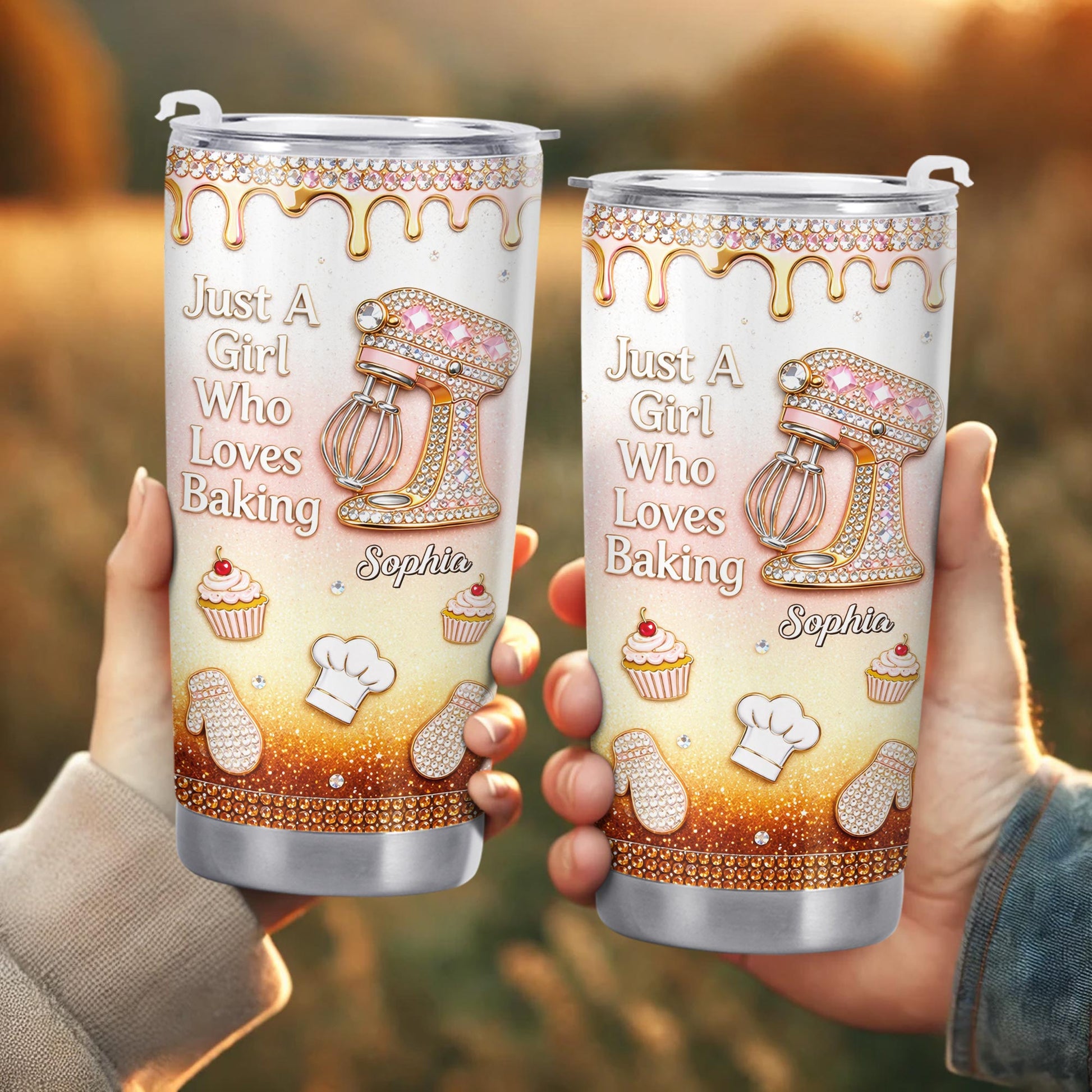 Just A Girl Who Loves Baking With Stand Mixer And Cupcake - Personalized Custom Stainless Steel Tumbler 20oz 30oz - BAKE033_TB