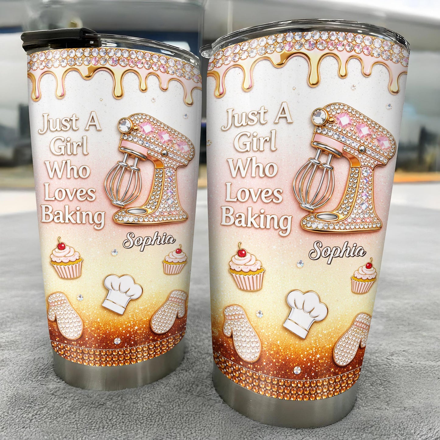Just A Girl Who Loves Baking With Stand Mixer And Cupcake - Personalized Custom Stainless Steel Tumbler 20oz 30oz - BAKE033_TB