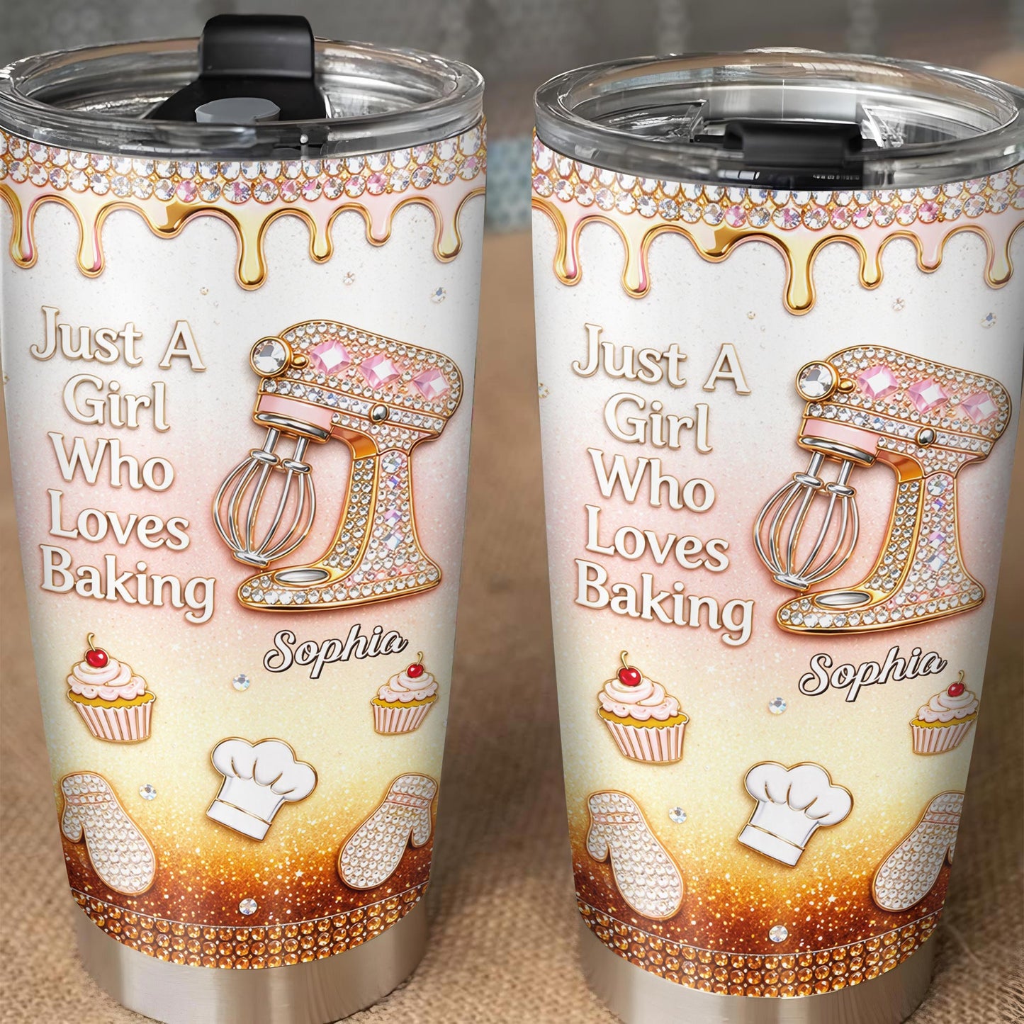 Just A Girl Who Loves Baking With Stand Mixer And Cupcake - Personalized Custom Stainless Steel Tumbler 20oz 30oz - BAKE033_TB