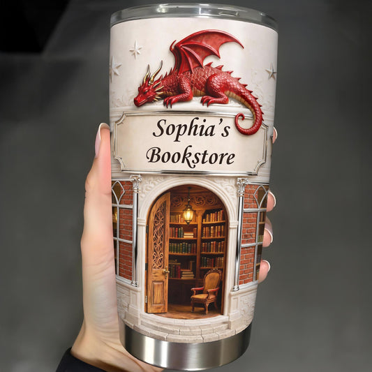 Sophia's Bookstore With Dragon And Stars - Personalized Custom Stainless Steel Tumbler 20oz 30oz - BLV086_TB