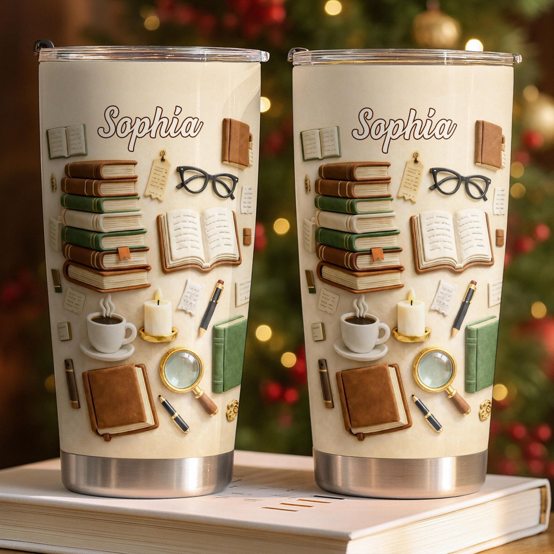 Just A Girl Who Loves Books And Coffee With Vintage Library Objects - Personalized Custom Stainless Steel Tumbler 20oz 30oz - BLV092_TB