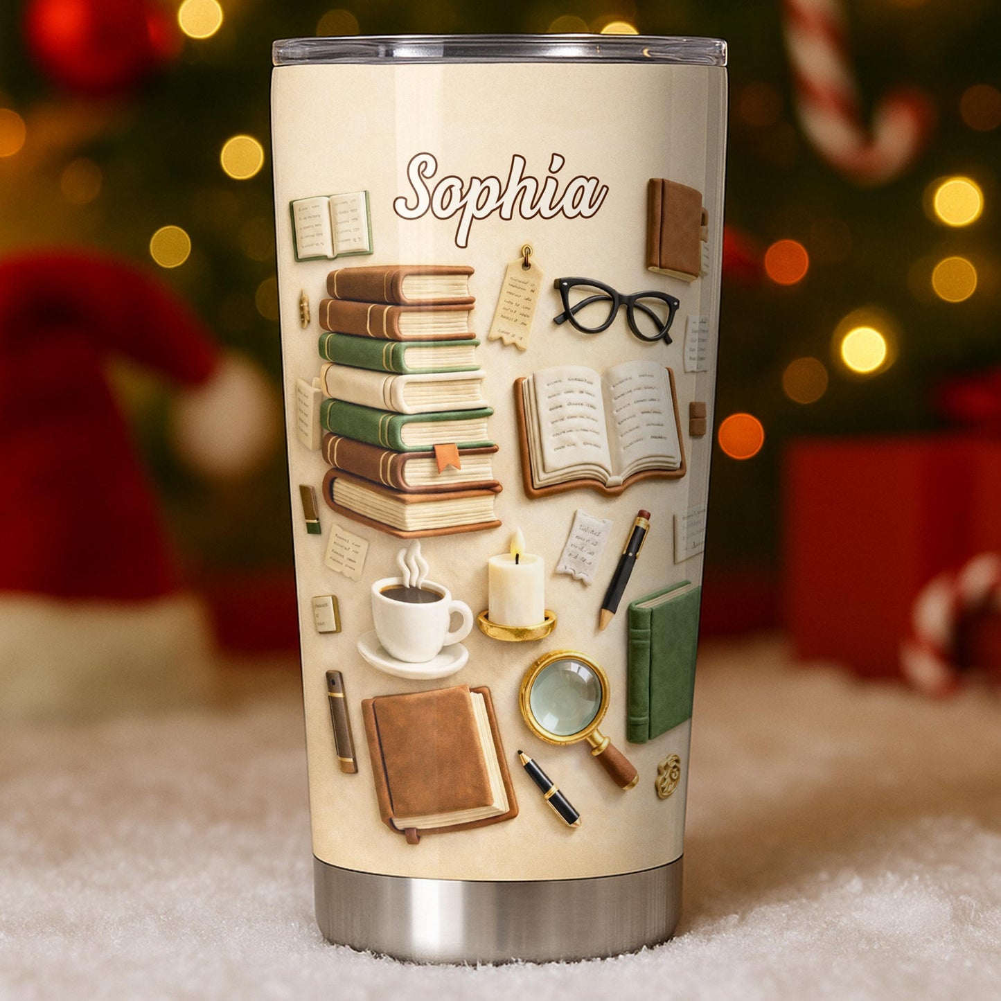 Just A Girl Who Loves Books And Coffee With Vintage Library Objects - Personalized Custom Stainless Steel Tumbler 20oz 30oz - BLV092_TB