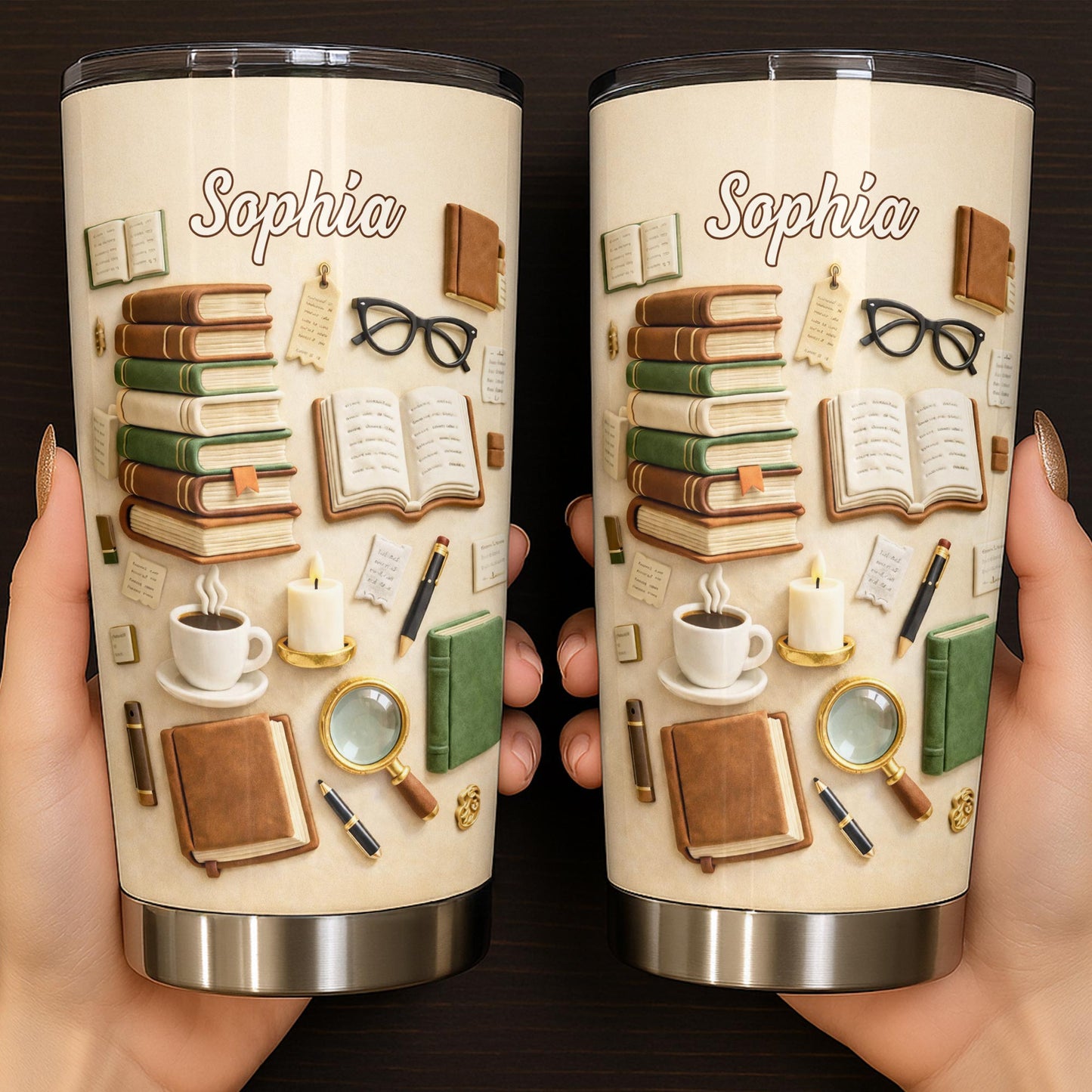Just A Girl Who Loves Books And Coffee With Vintage Library Objects - Personalized Custom Stainless Steel Tumbler 20oz 30oz - BLV092_TB