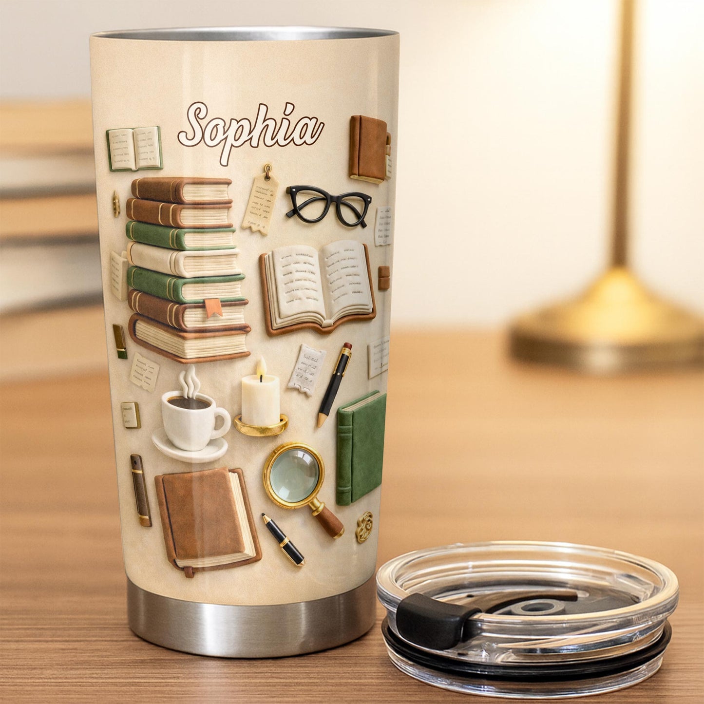 Just A Girl Who Loves Books And Coffee With Vintage Library Objects - Personalized Custom Stainless Steel Tumbler 20oz 30oz - BLV092_TB
