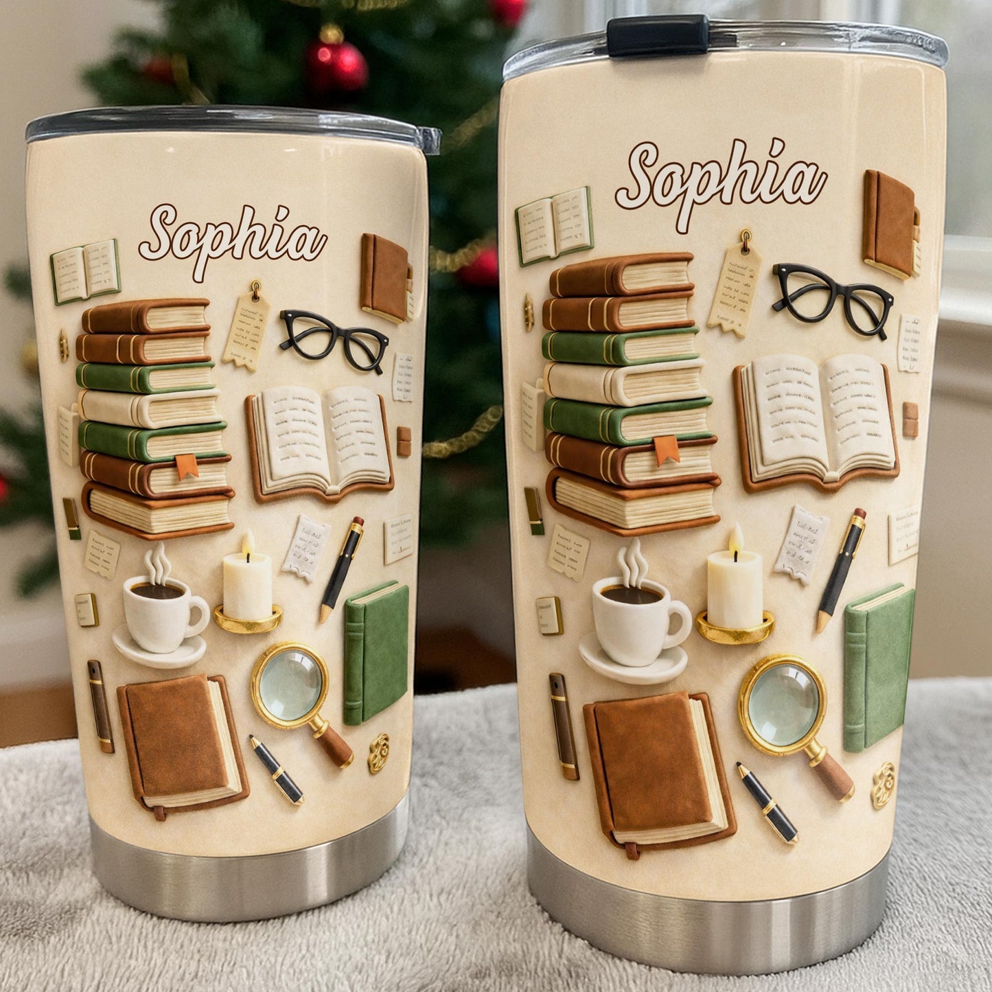 Just A Girl Who Loves Books And Coffee With Vintage Library Objects - Personalized Custom Stainless Steel Tumbler 20oz 30oz - BLV092_TB