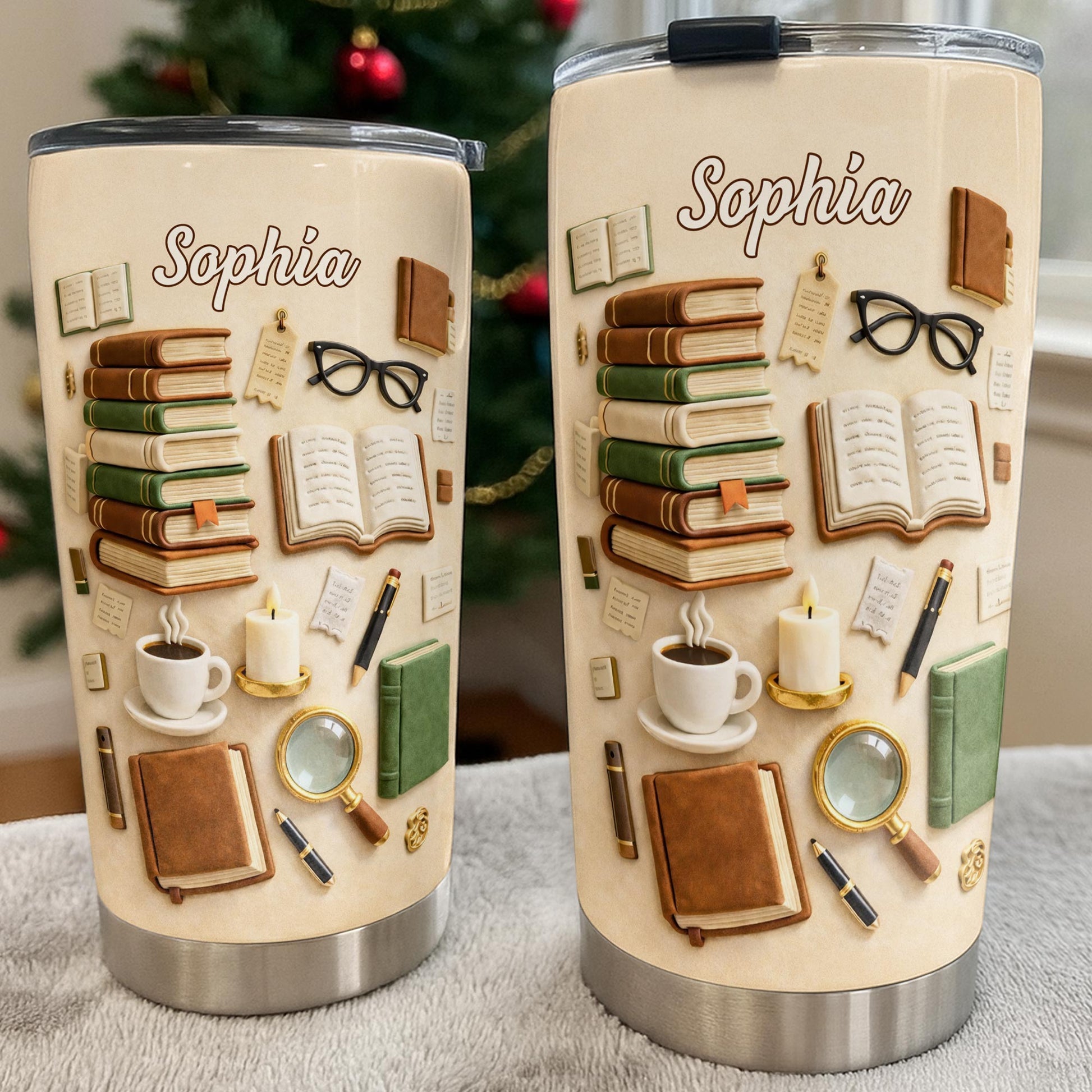 Just A Girl Who Loves Books And Coffee With Vintage Library Objects - Personalized Custom Stainless Steel Tumbler 20oz 30oz - BLV092_TB