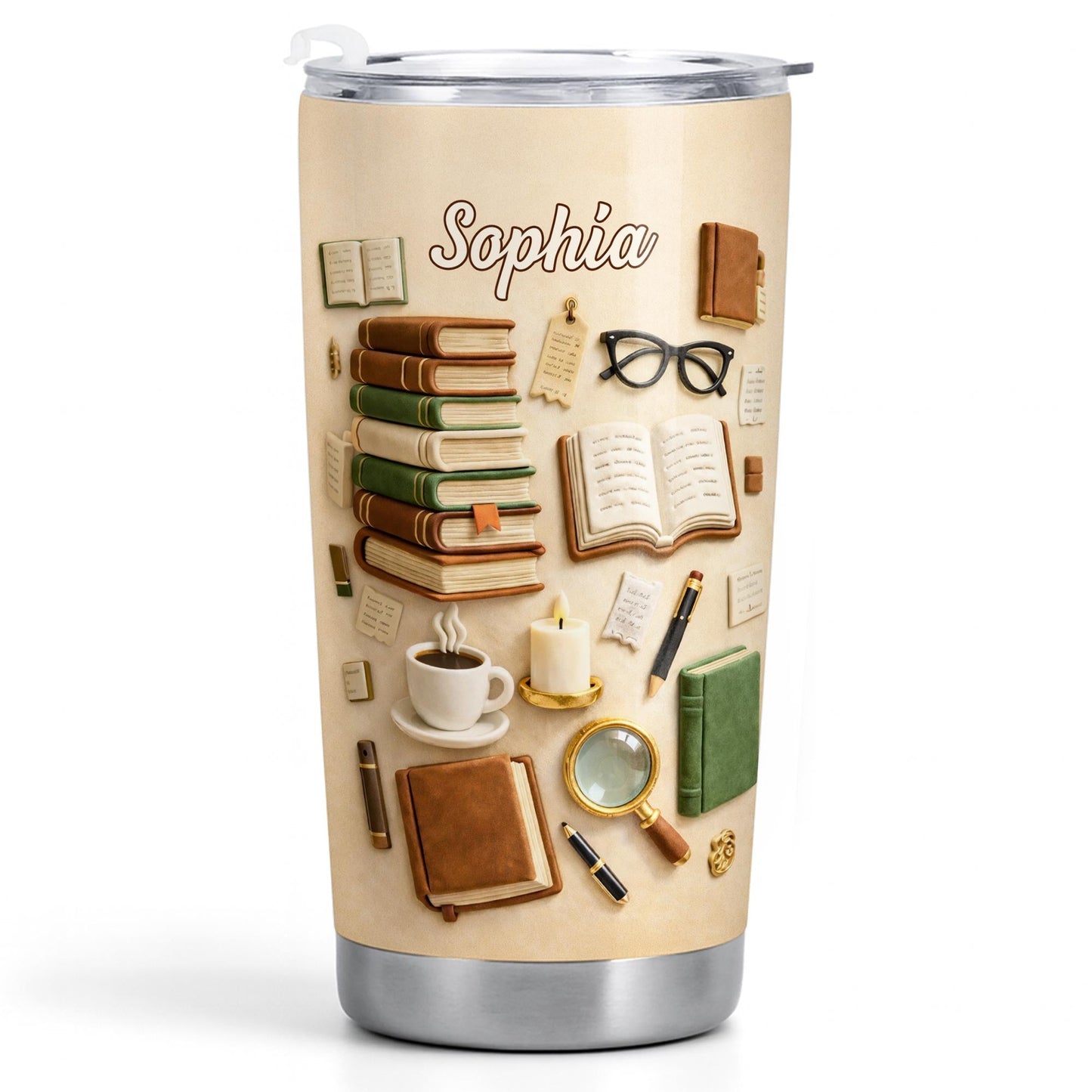 Just A Girl Who Loves Books And Coffee With Vintage Library Objects - Personalized Custom Stainless Steel Tumbler 20oz 30oz - BLV092_TB