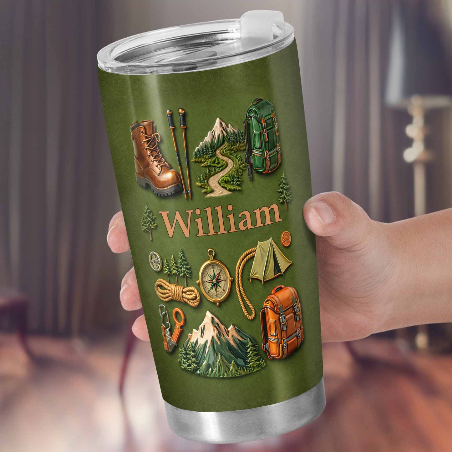 To [Name], Boots, Compass, Mountains, Tent, Backpack - Personalized Custom Stainless Steel Tumbler 20oz 30oz - CAMP012_TB
