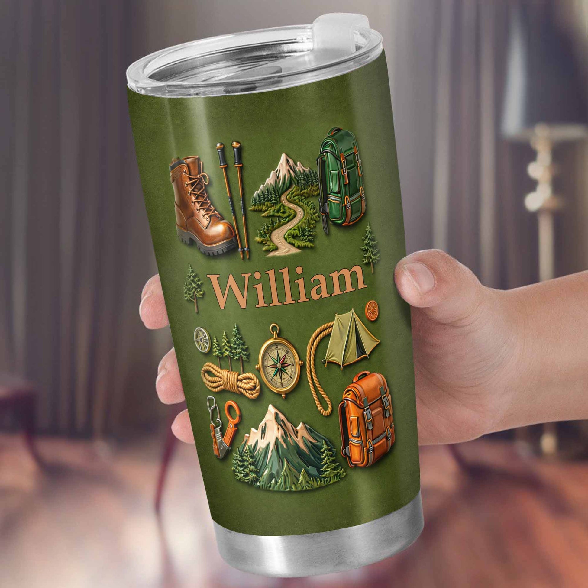 To [Name], Boots, Compass, Mountains, Tent, Backpack - Personalized Custom Stainless Steel Tumbler 20oz 30oz - CAMP012_TB