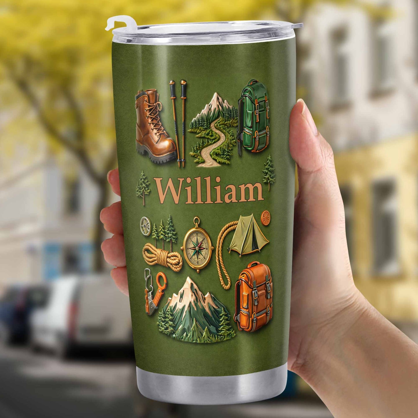 To [Name], Boots, Compass, Mountains, Tent, Backpack - Personalized Custom Stainless Steel Tumbler 20oz 30oz - CAMP012_TB