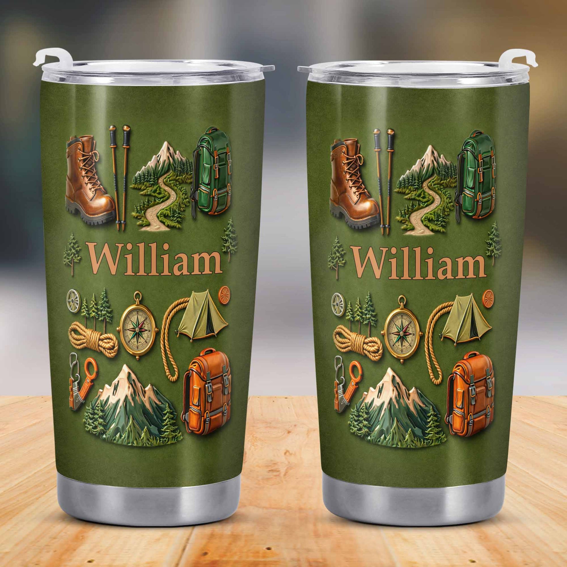 To [Name], Boots, Compass, Mountains, Tent, Backpack - Personalized Custom Stainless Steel Tumbler 20oz 30oz - CAMP012_TB