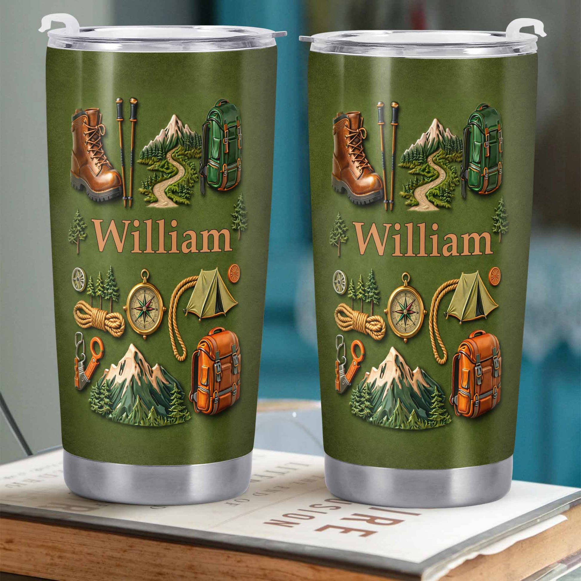 To [Name], Boots, Compass, Mountains, Tent, Backpack - Personalized Custom Stainless Steel Tumbler 20oz 30oz - CAMP012_TB