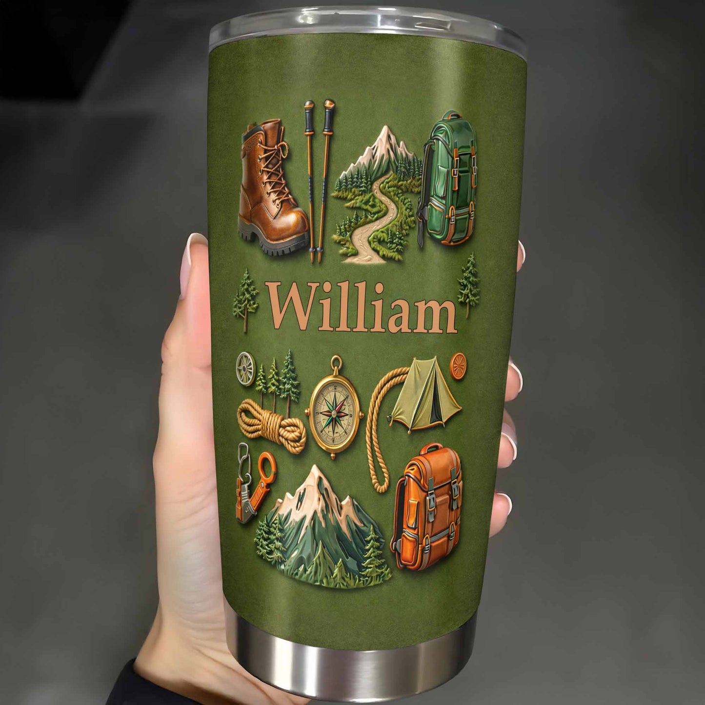 To [Name], Boots, Compass, Mountains, Tent, Backpack - Personalized Custom Stainless Steel Tumbler 20oz 30oz - CAMP012_TB