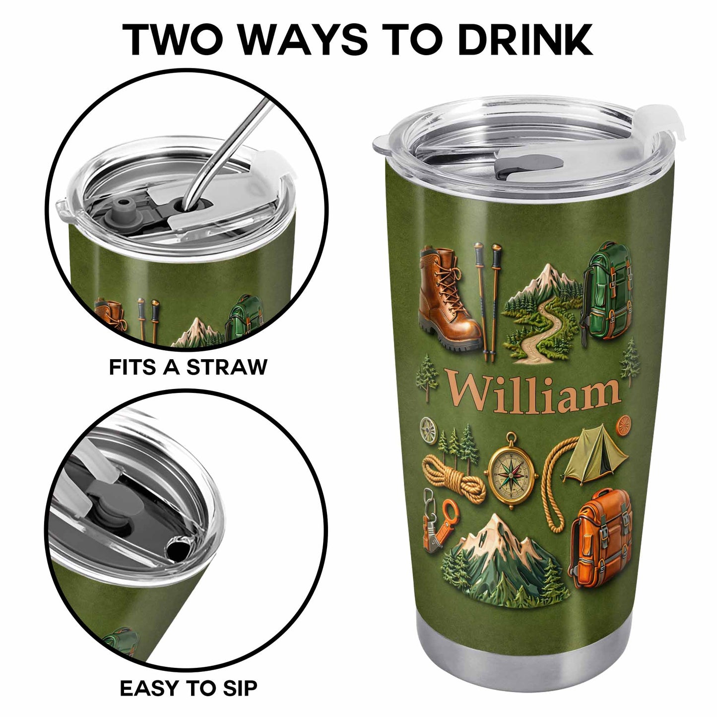 To [Name], Boots, Compass, Mountains, Tent, Backpack - Personalized Custom Stainless Steel Tumbler 20oz 30oz - CAMP012_TB