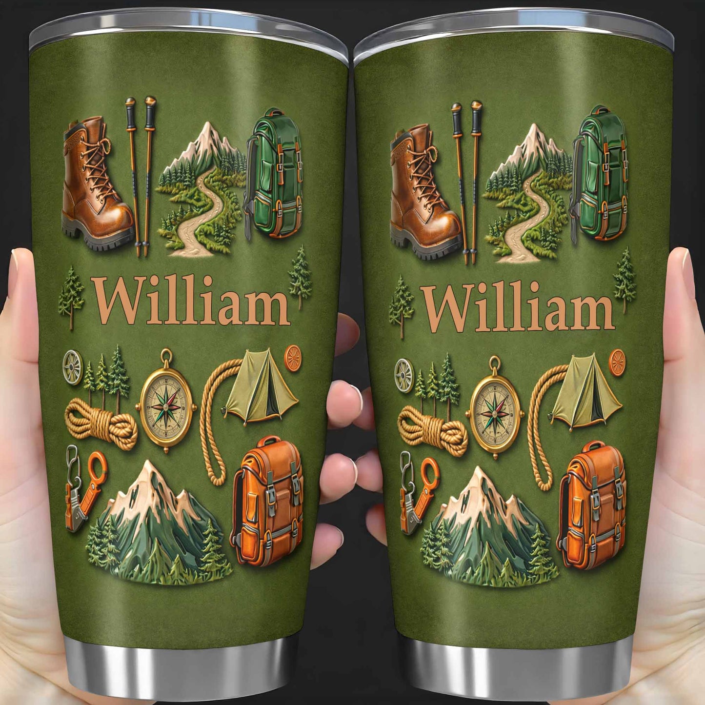 To [Name], Boots, Compass, Mountains, Tent, Backpack - Personalized Custom Stainless Steel Tumbler 20oz 30oz - CAMP012_TB