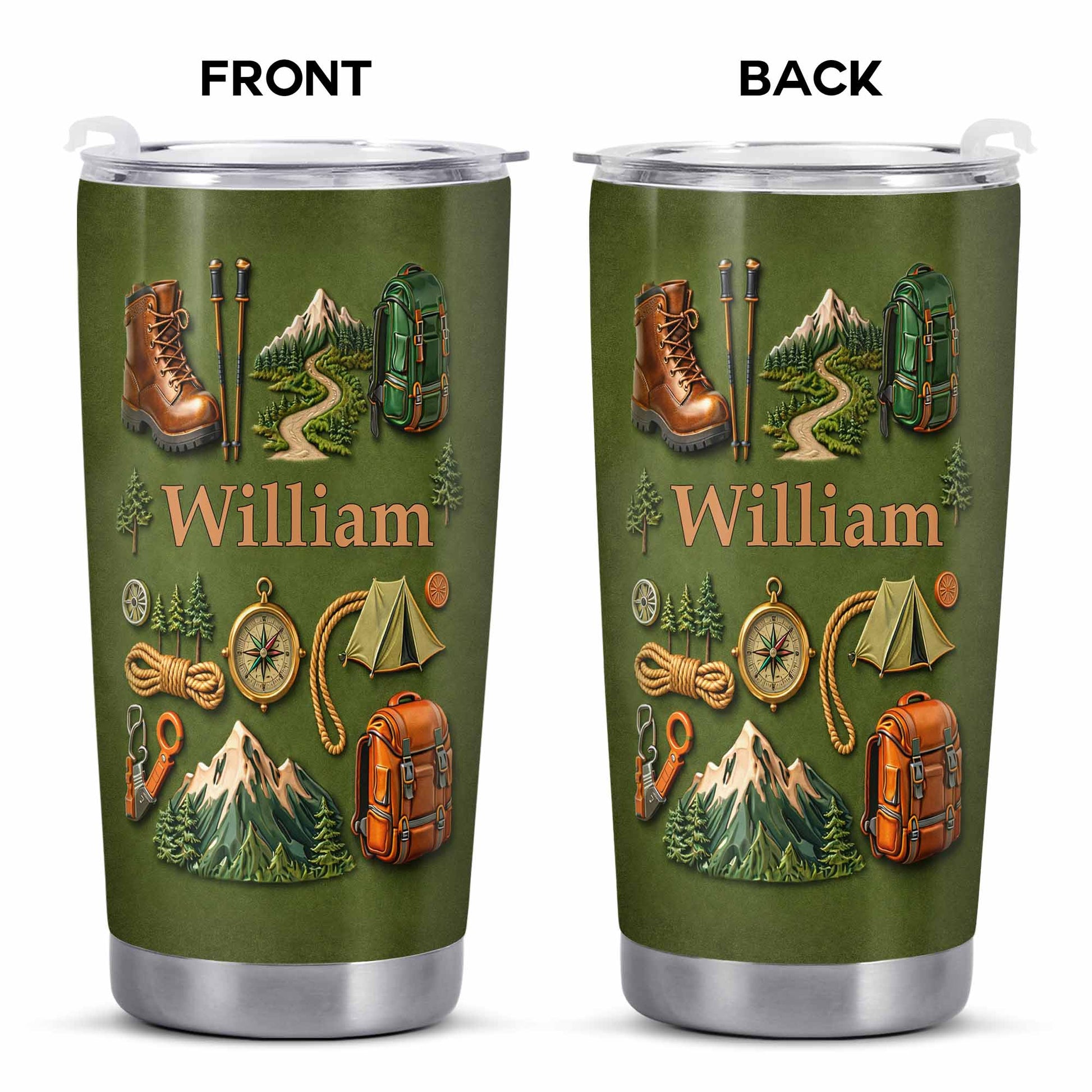 To [Name], Boots, Compass, Mountains, Tent, Backpack - Personalized Custom Stainless Steel Tumbler 20oz 30oz - CAMP012_TB