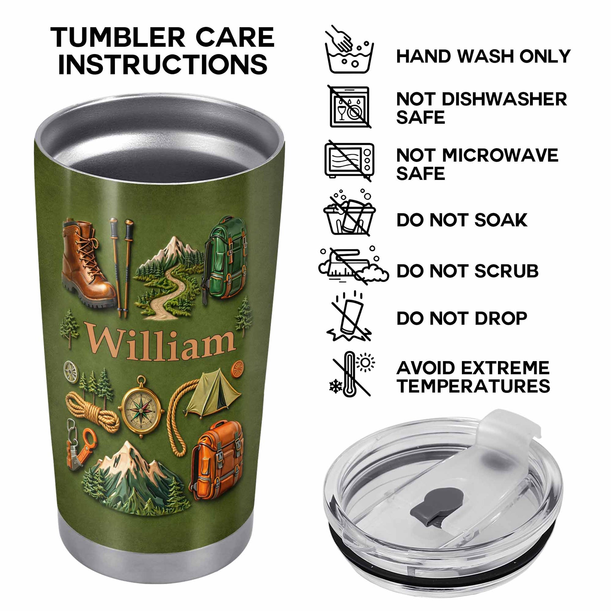 To [Name], Boots, Compass, Mountains, Tent, Backpack - Personalized Custom Stainless Steel Tumbler 20oz 30oz - CAMP012_TB