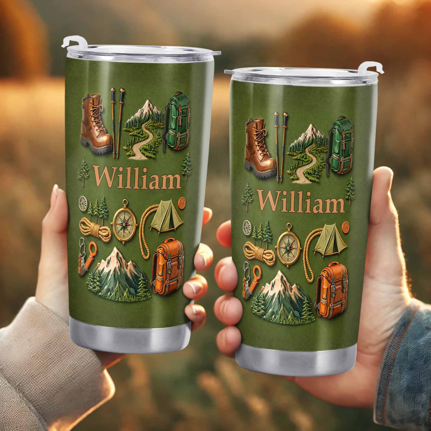 To [Name], Boots, Compass, Mountains, Tent, Backpack - Personalized Custom Stainless Steel Tumbler 20oz 30oz - CAMP012_TB
