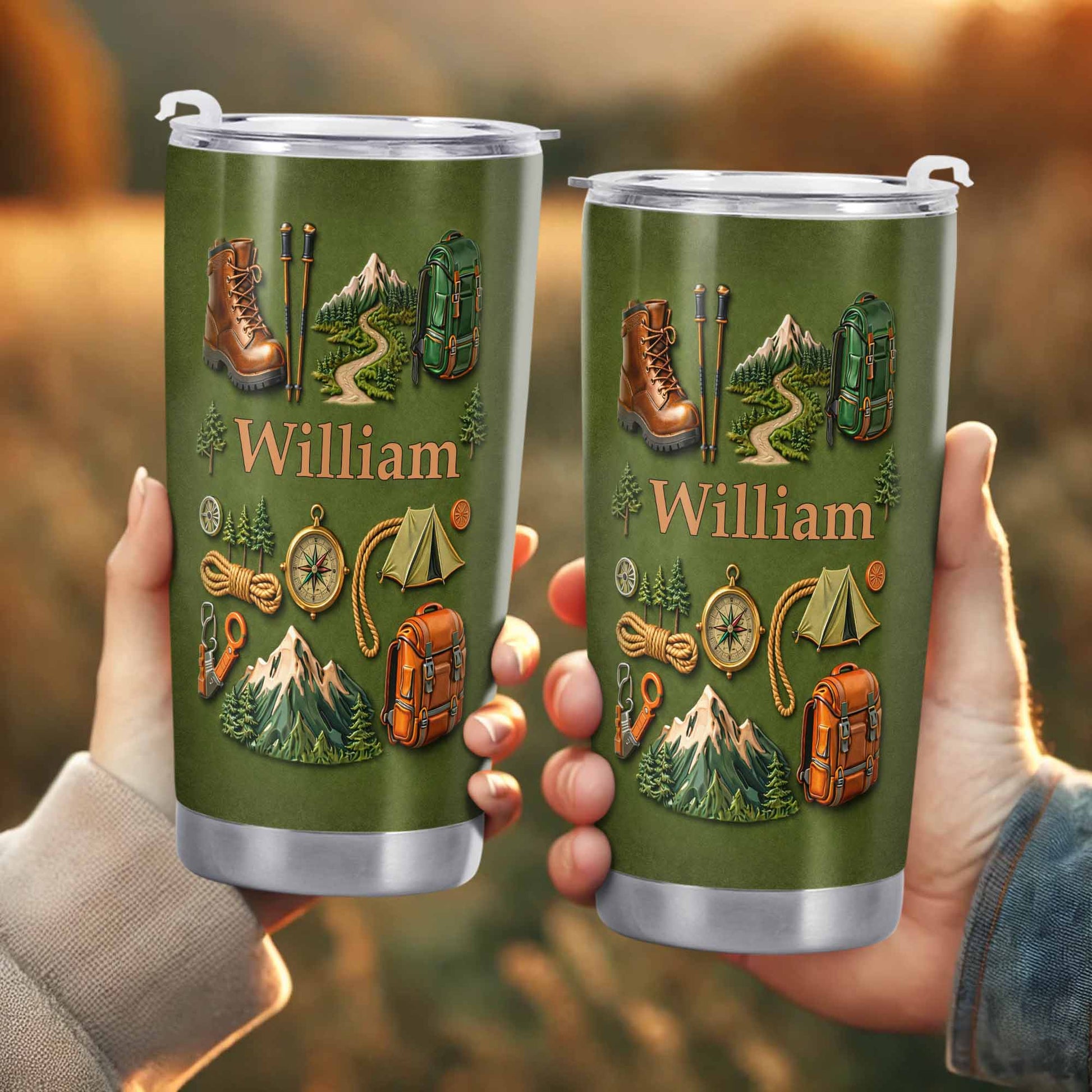 To [Name], Boots, Compass, Mountains, Tent, Backpack - Personalized Custom Stainless Steel Tumbler 20oz 30oz - CAMP012_TB