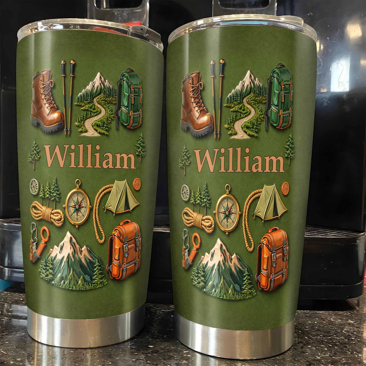 To [Name], Boots, Compass, Mountains, Tent, Backpack - Personalized Custom Stainless Steel Tumbler 20oz 30oz - CAMP012_TB