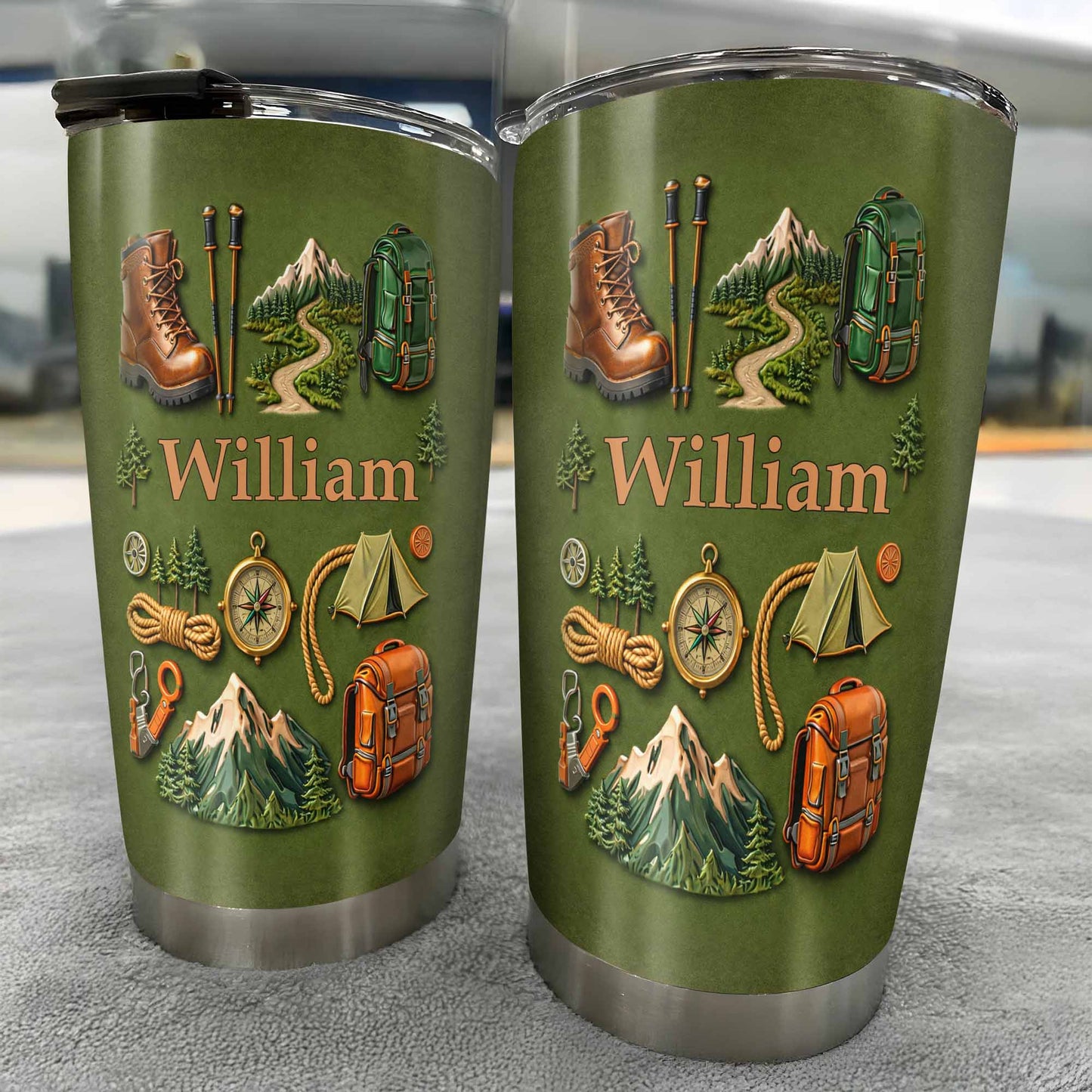 To [Name], Boots, Compass, Mountains, Tent, Backpack - Personalized Custom Stainless Steel Tumbler 20oz 30oz - CAMP012_TB