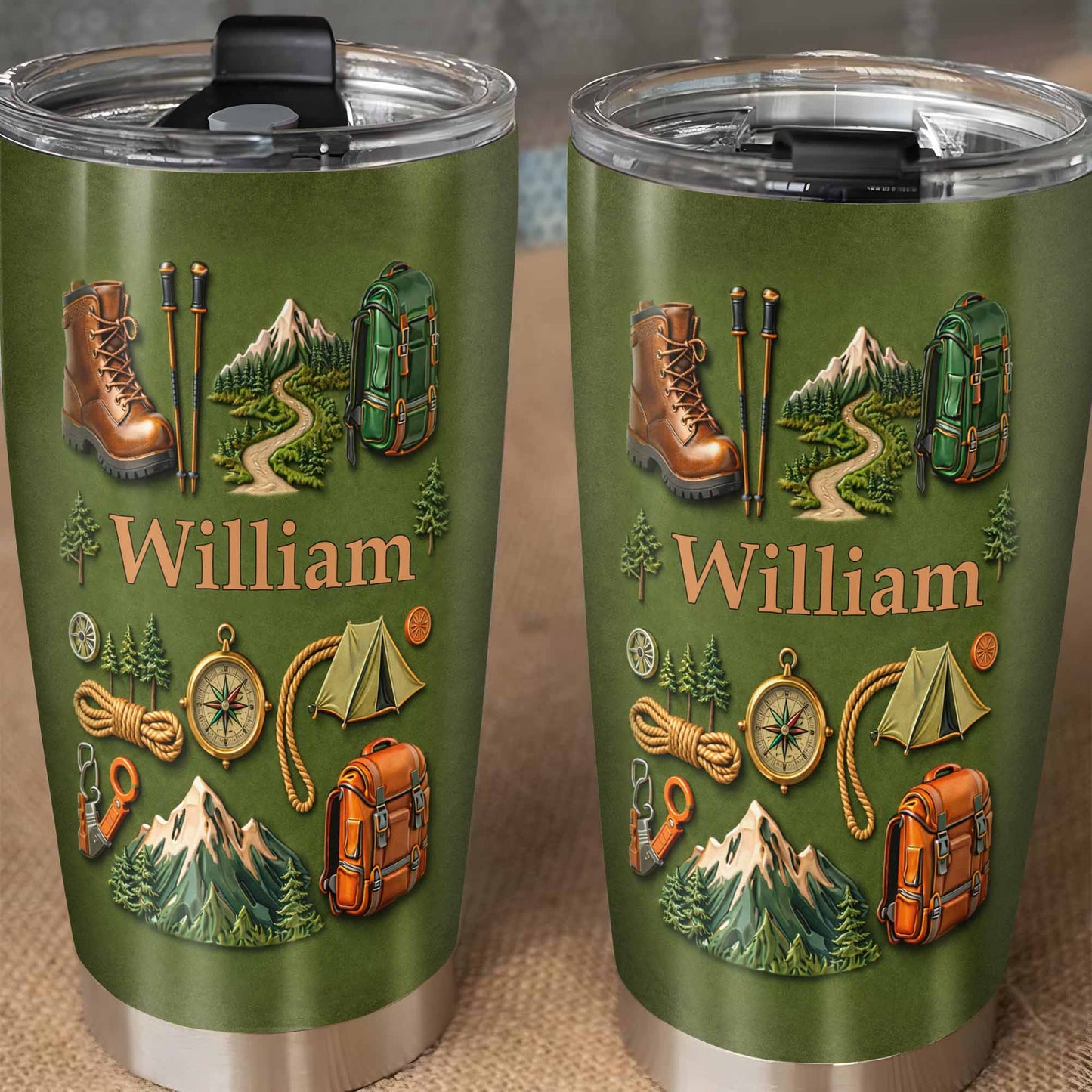 To [Name], Boots, Compass, Mountains, Tent, Backpack - Personalized Custom Stainless Steel Tumbler 20oz 30oz - CAMP012_TB