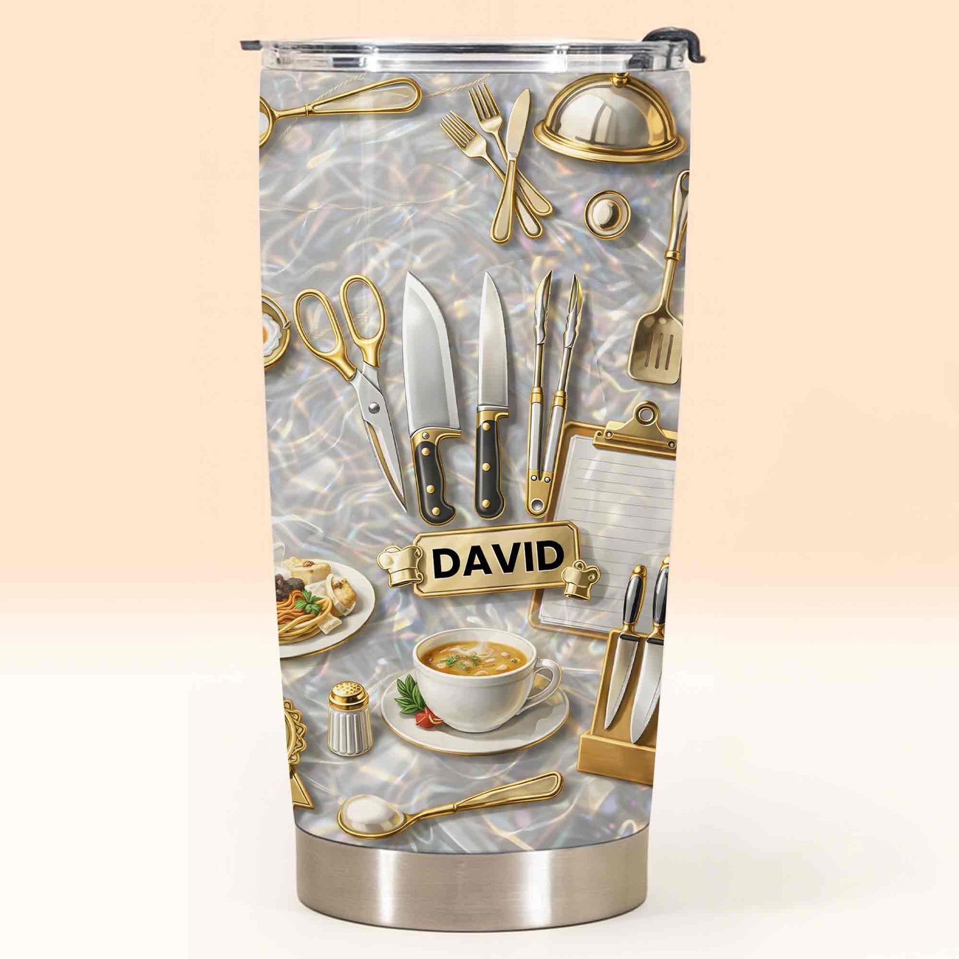 Master Of The Kitchen With Professional Chef Tools And Culinary Art - Personalized Custom Stainless Steel Tumbler 20oz 30oz - COOK039_TB