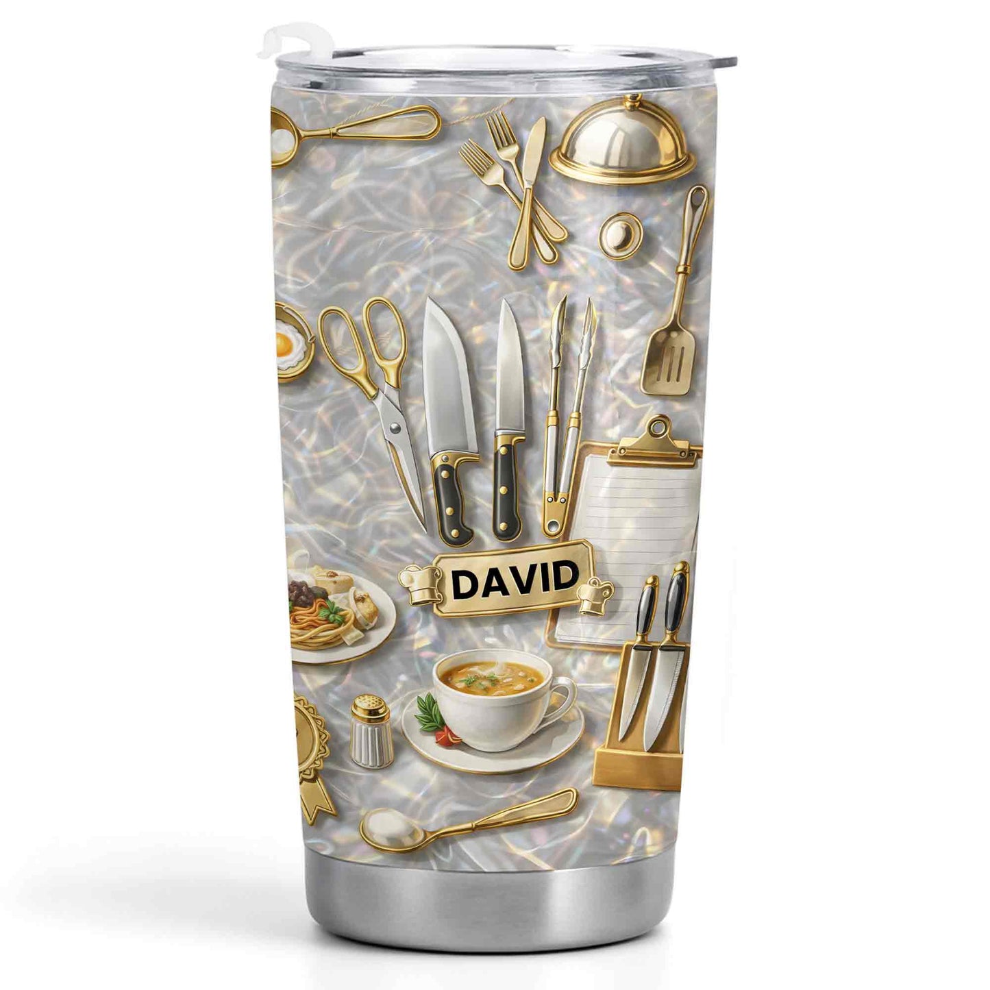 Master Of The Kitchen With Professional Chef Tools And Culinary Art - Personalized Custom Stainless Steel Tumbler 20oz 30oz - COOK039_TB