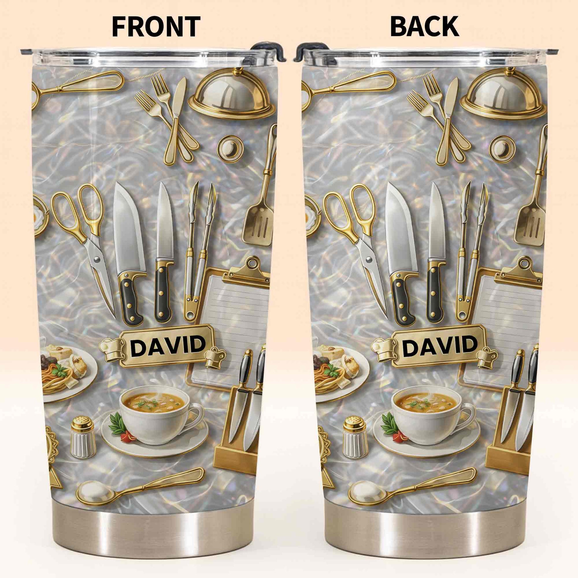 Master Of The Kitchen With Professional Chef Tools And Culinary Art - Personalized Custom Stainless Steel Tumbler 20oz 30oz - COOK039_TB