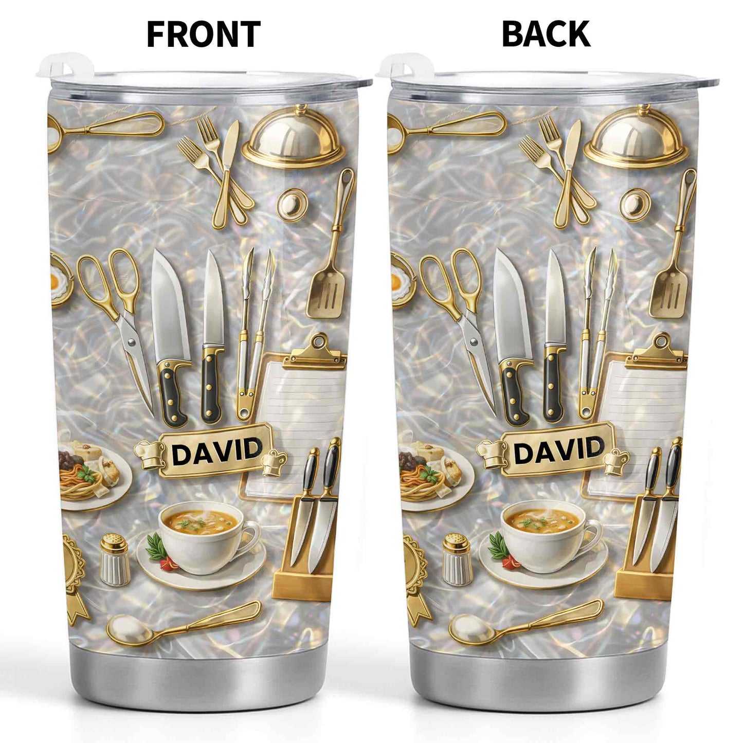 Master Of The Kitchen With Professional Chef Tools And Culinary Art - Personalized Custom Stainless Steel Tumbler 20oz 30oz - COOK039_TB