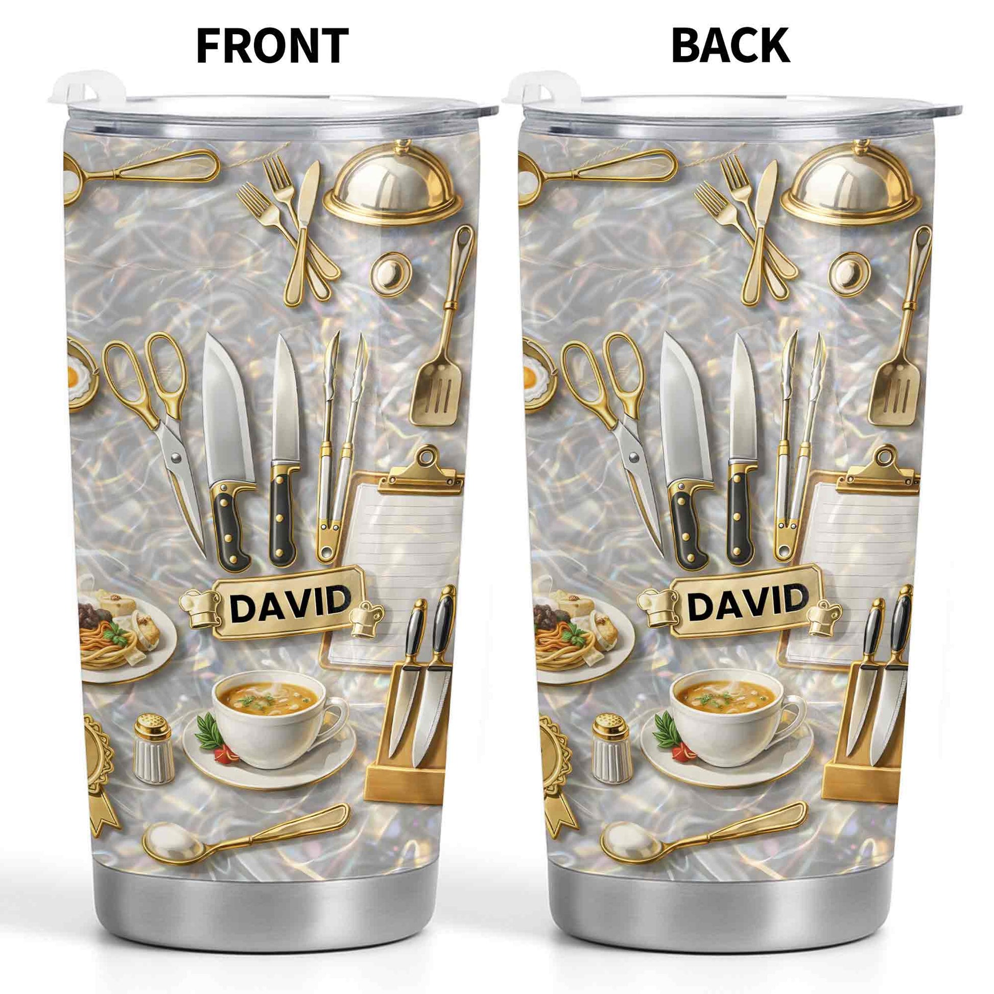 Master Of The Kitchen With Professional Chef Tools And Culinary Art - Personalized Custom Stainless Steel Tumbler 20oz 30oz - COOK039_TB