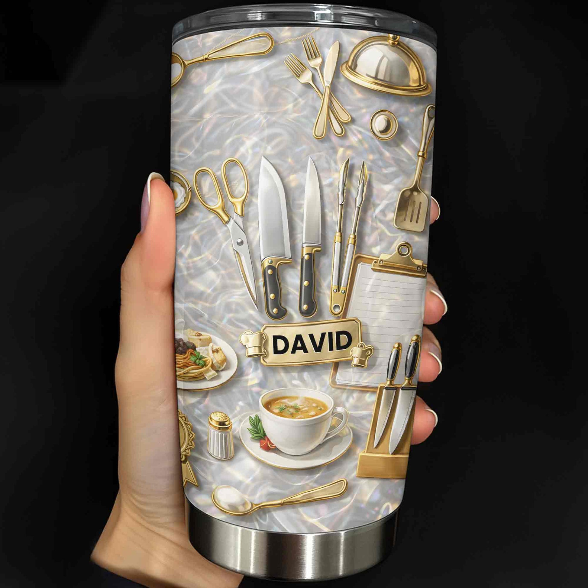 Master Of The Kitchen With Professional Chef Tools And Culinary Art - Personalized Custom Stainless Steel Tumbler 20oz 30oz - COOK039_TB