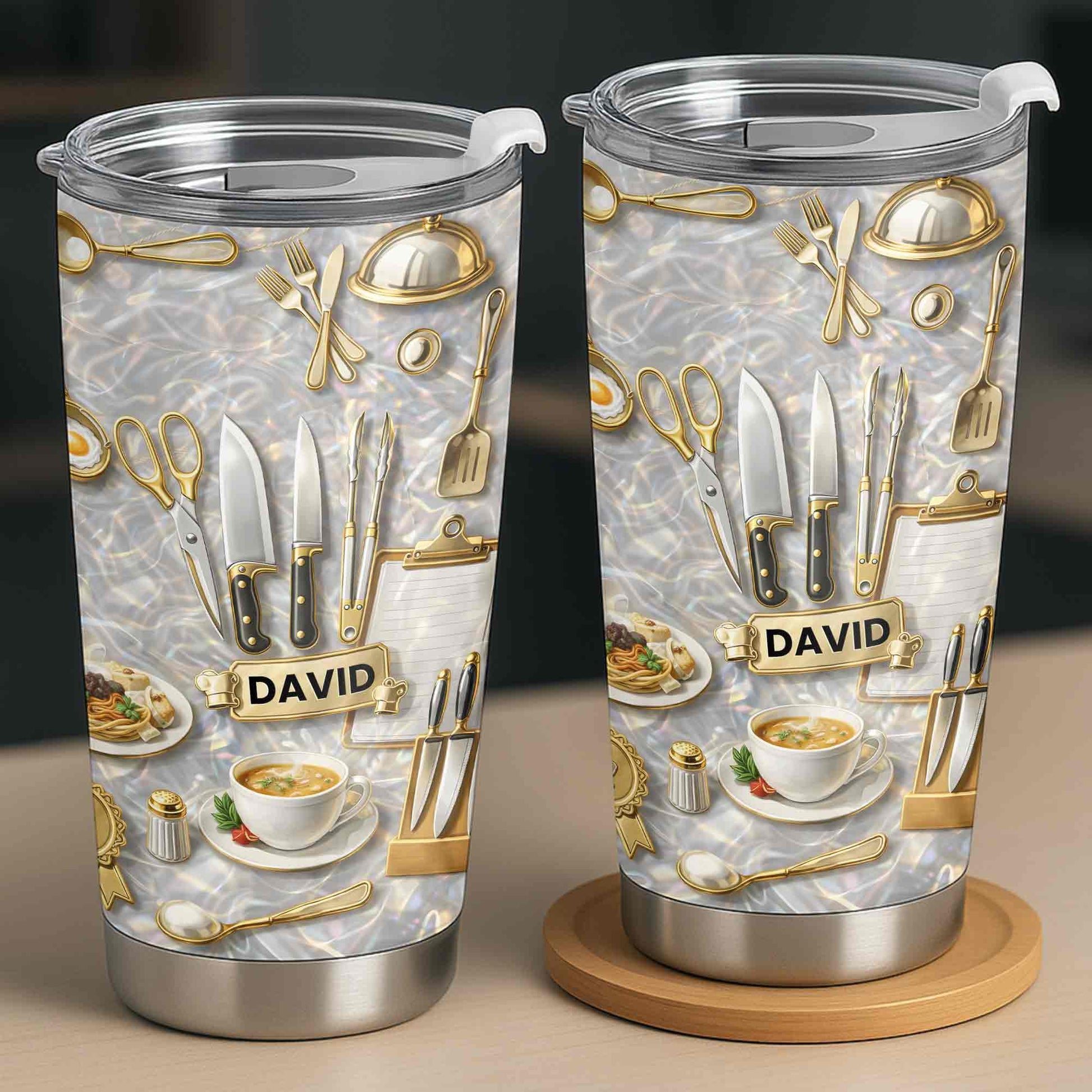 Master Of The Kitchen With Professional Chef Tools And Culinary Art - Personalized Custom Stainless Steel Tumbler 20oz 30oz - COOK039_TB