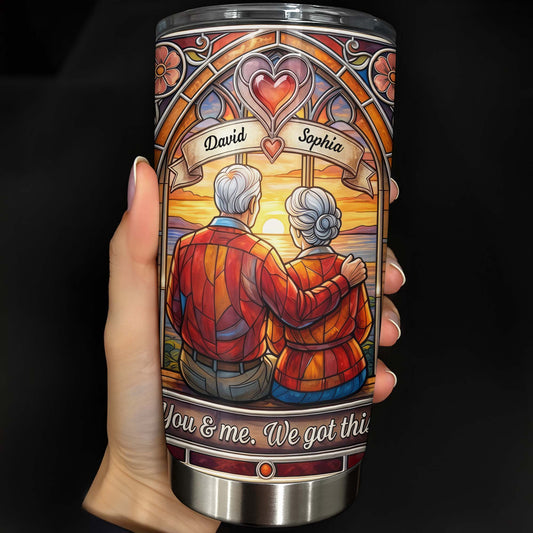 You And Me We Got This Old Couple Stained Glass Sunset - Personalized Custom Stainless Steel Tumbler 20oz 30oz - CPL1400_TB