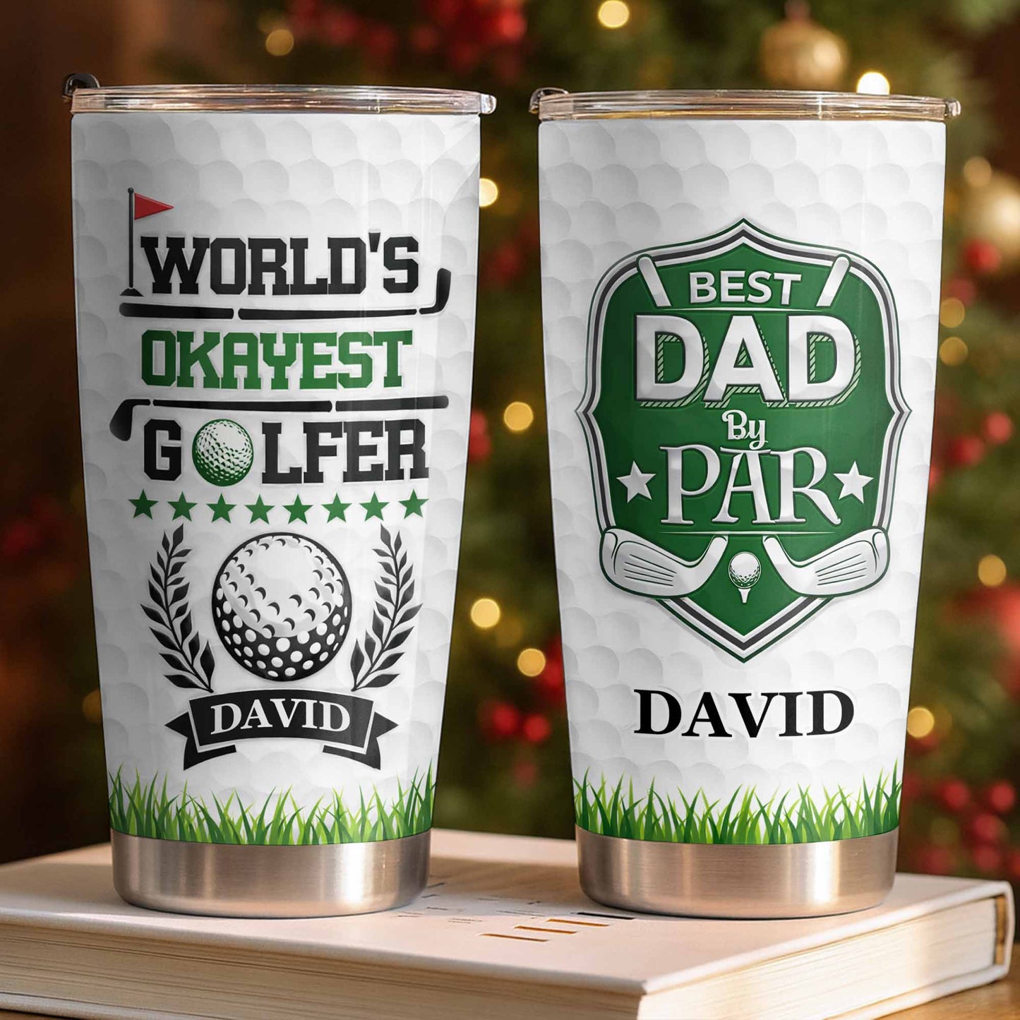 World's Okayest Golfer Best Dad By Par With Golf Ball And Clubs - Personalized Custom Stainless Steel Tumbler 20oz 30oz - DAD301_TB